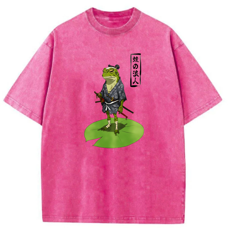 Frog Samurai Standing On Lily Pad tshirt 100% cotton