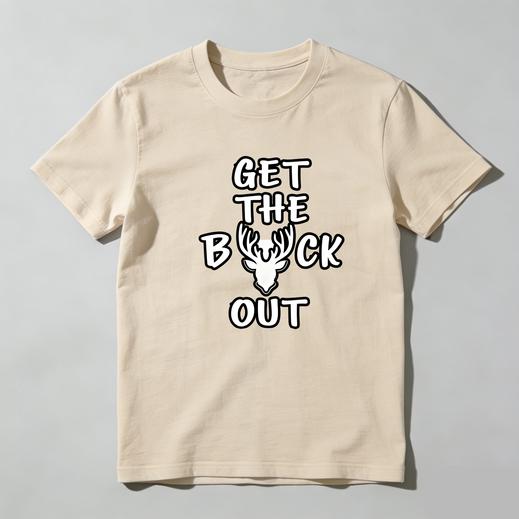 TEECURENT Get The Buck Out Pure Cotton Short Sleeve T Shirt-TeeCurent