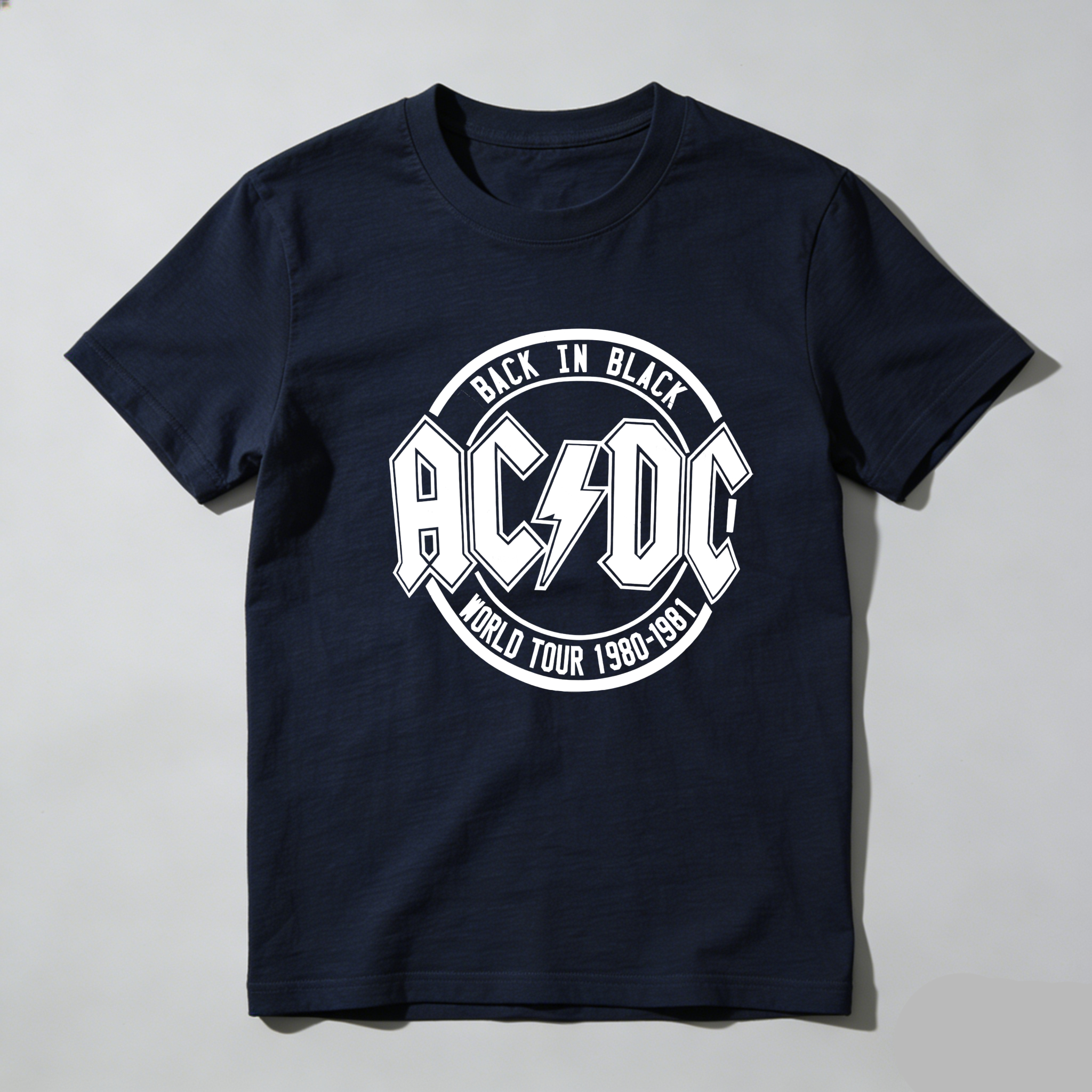 TEECURENT Back In Black Ac Dc World Tour 1980 1981 Pure Cotton Short Sleeve T Shirt-TeeCurent