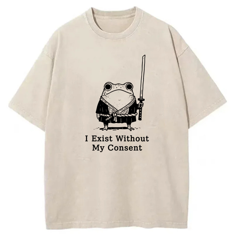Frog With Sword And Text Below tshirt 100% cotton