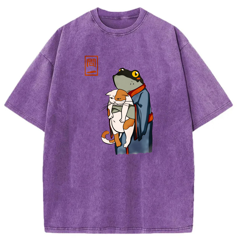 Cat Riding Frog In Kimono tshirt 100% cotton