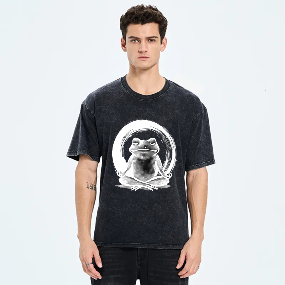Frog Meditating In Zen Circle tshirt 100% cotton