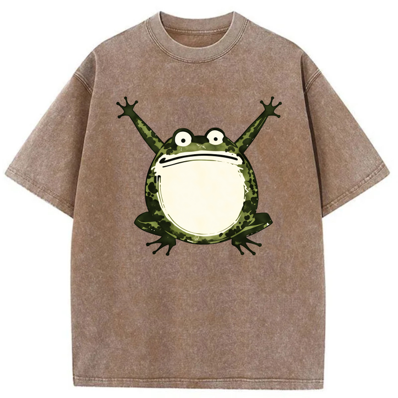 Frog Pattern Print On Black T-shirt tshirt 100% cotton