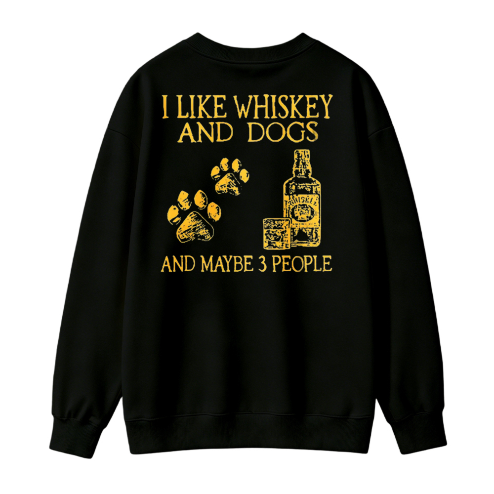 I Like Whiskey And Dogs And Maybe 3 People Paw Print Bottle Graphic Sweatshirt