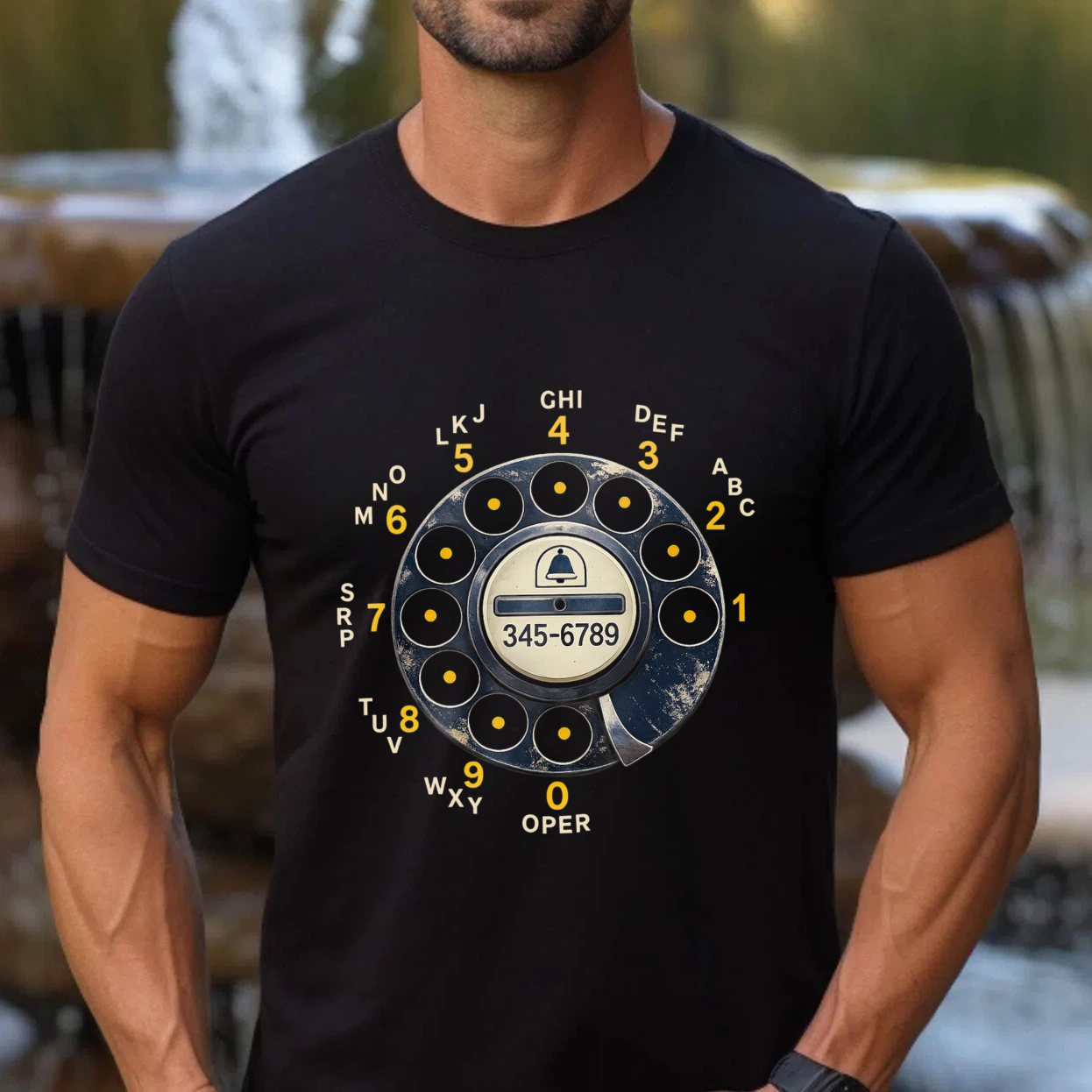 Vintage Rotary Dial Phone T-Shirt Made In Usa Retro Telephone Design Black Cotton Shirt Unisex Classic Style Gift For Tech Enthusiasts