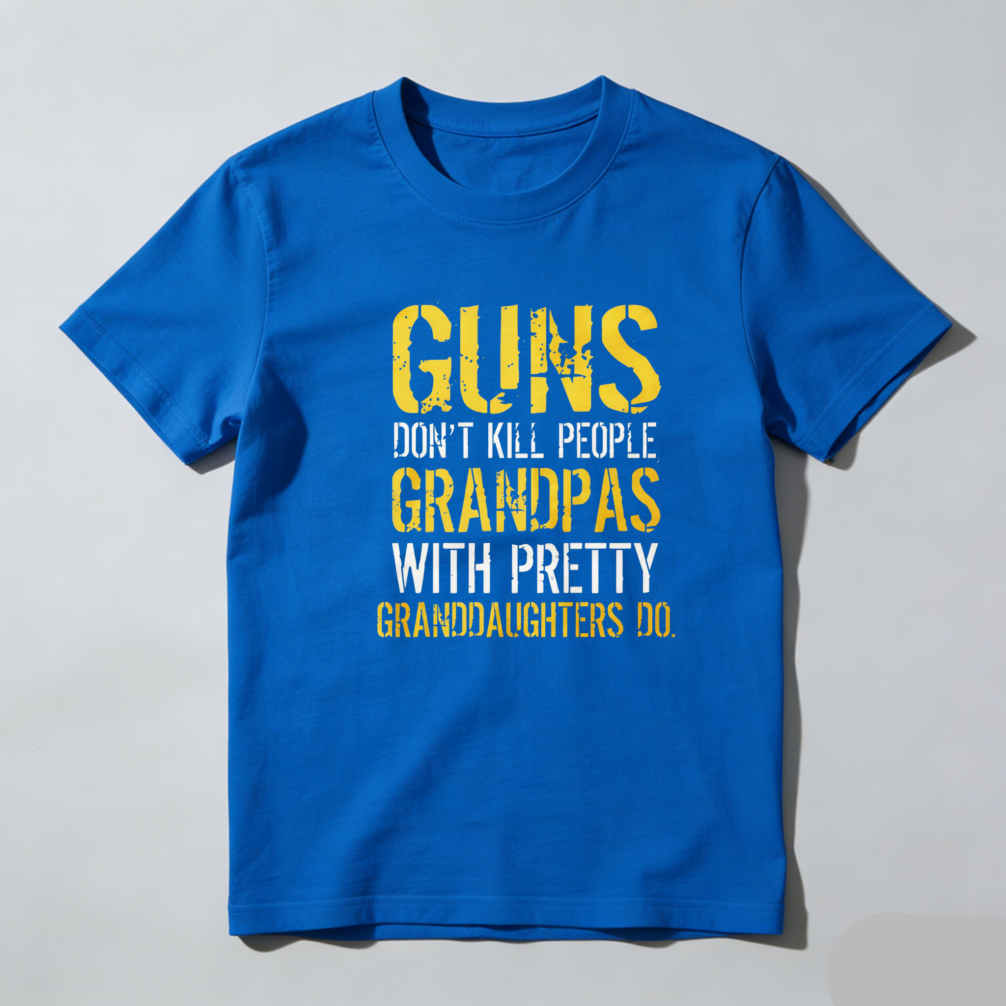 TEECURENT Guns Dont Kill People Grandpas With Pretty Granddaughters Do Pure Cotton Short Sleeve T Shirt-TeeCurent
