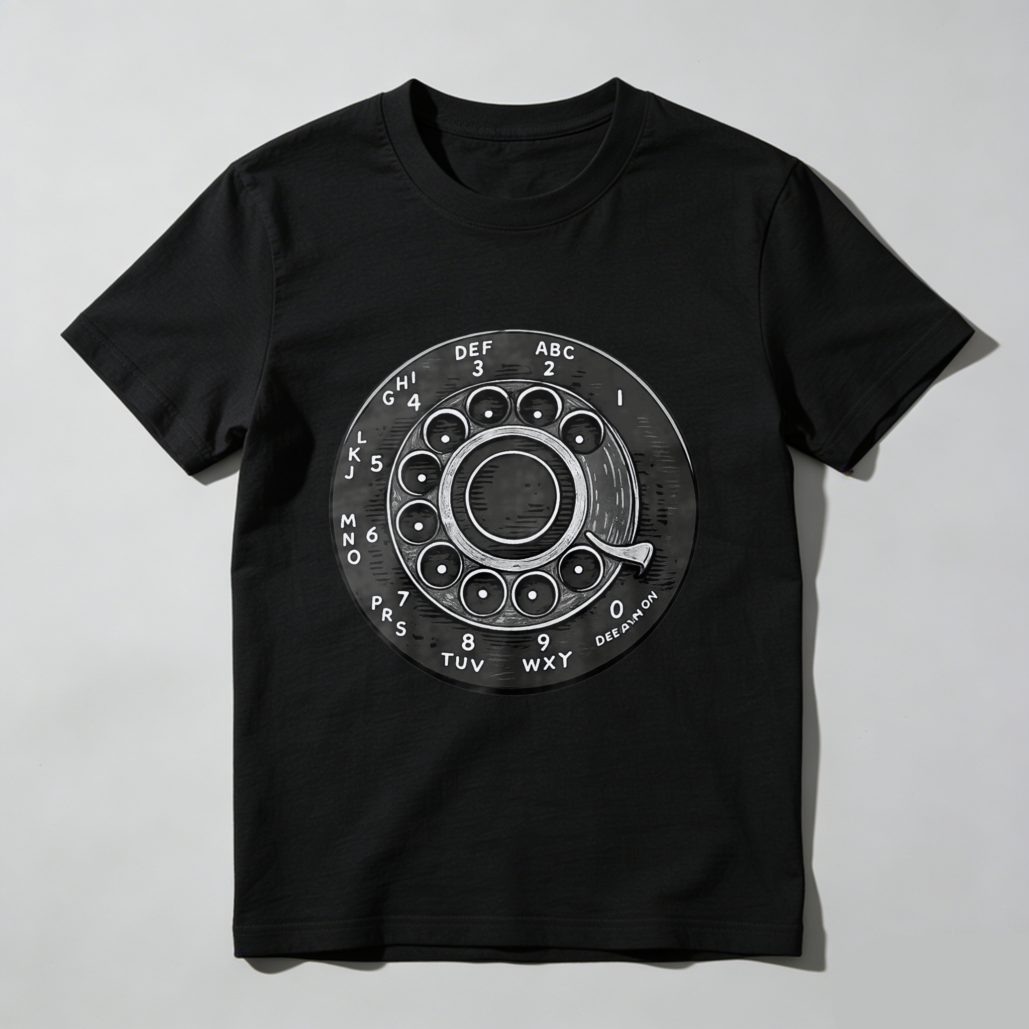Retro Rotary Dial Phone T-Shirt Vintage Telephone Design Made In Usa Black Unisex Shirt