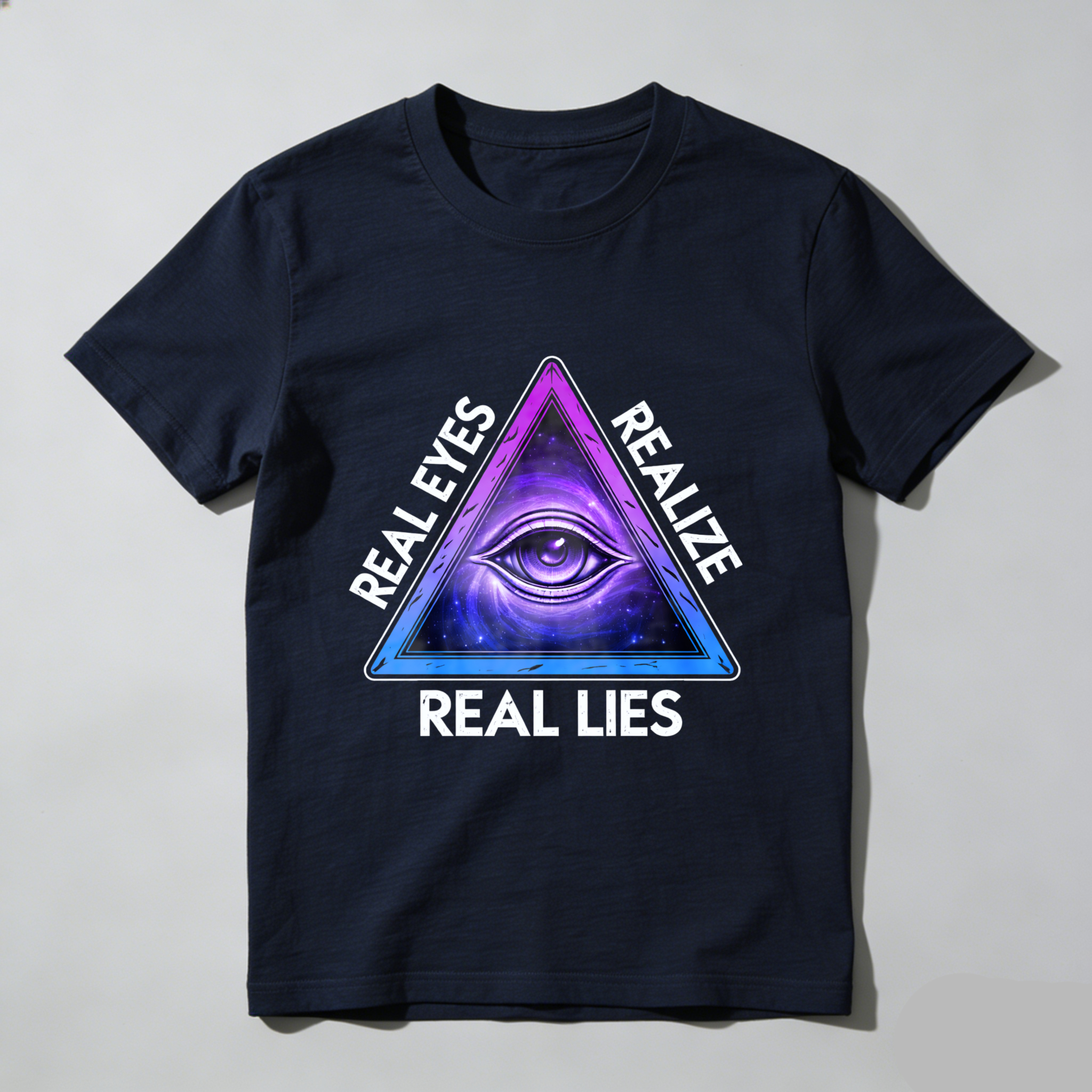 TEECURENT  Real Eyes Realize Real Lies Pyramid Eye Design TEECURENT