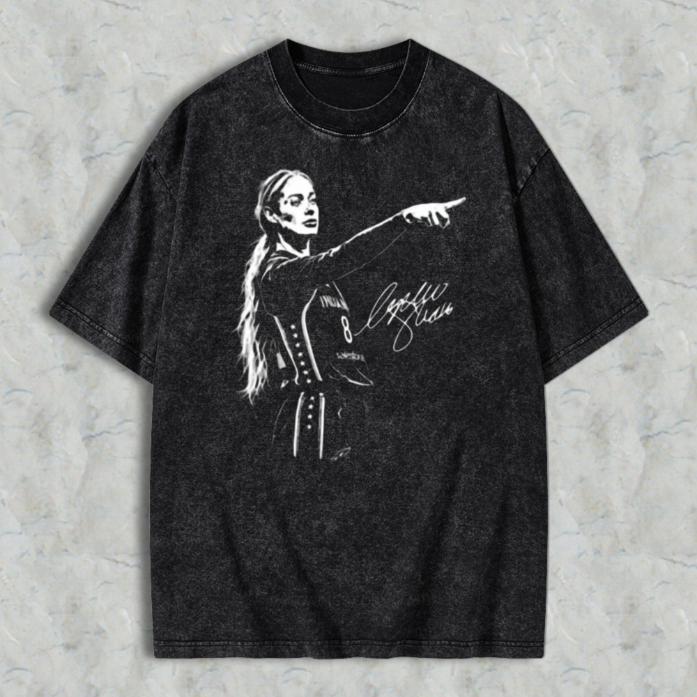 Female Athlete Pointing Gesture Graphic Washed T-shirt
