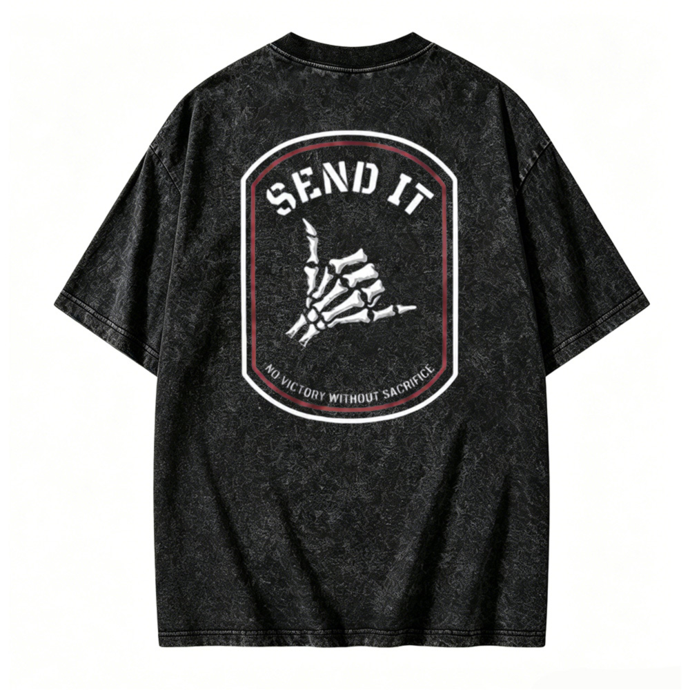 Send It Skeleton Hand Graphic Washed T-shirt