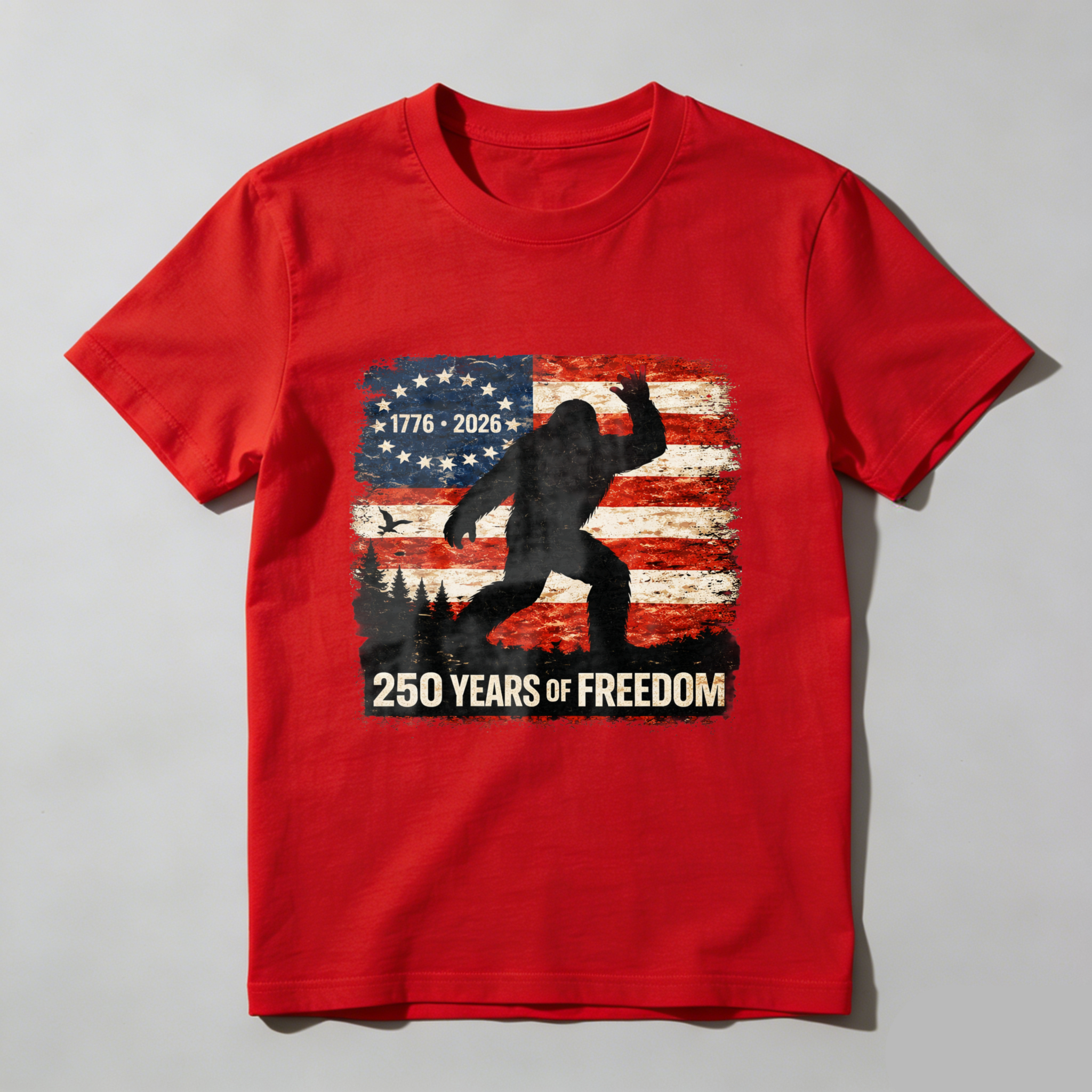 Bigfoot American Flag 1776 2026 250 Years Of Freedom Independence Day T Shirt