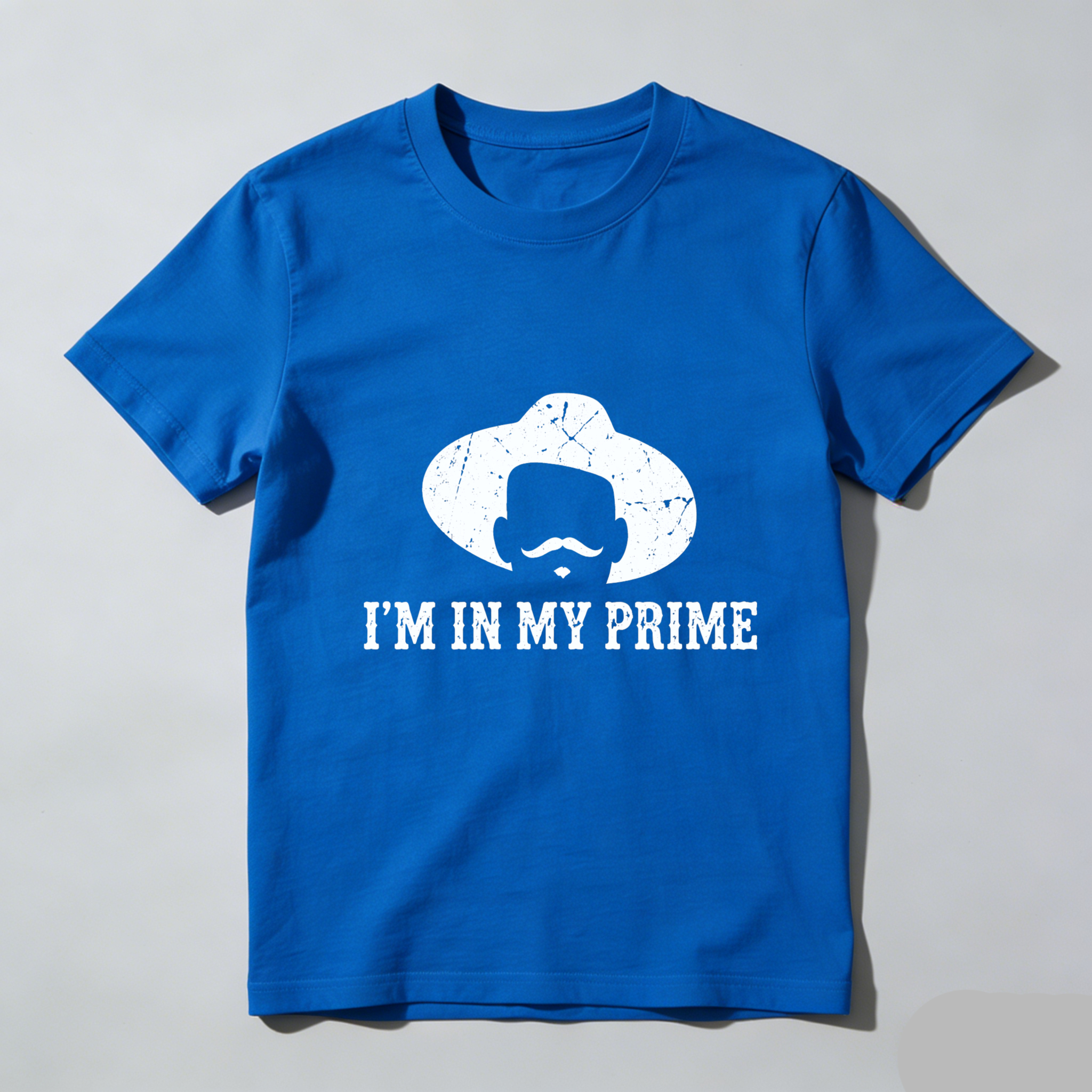 TEECURENTI Am In My Prime Cowboy Hat Mustache T-Shirt Men Women Unisex Black Graphic Tee Funny Humor Shirt-TeeCurent