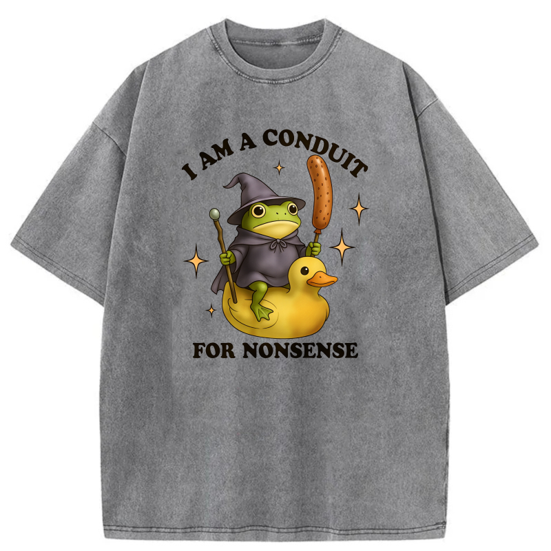 Frog Wizard Riding Duck With Sausage tshirt 100% cotton
