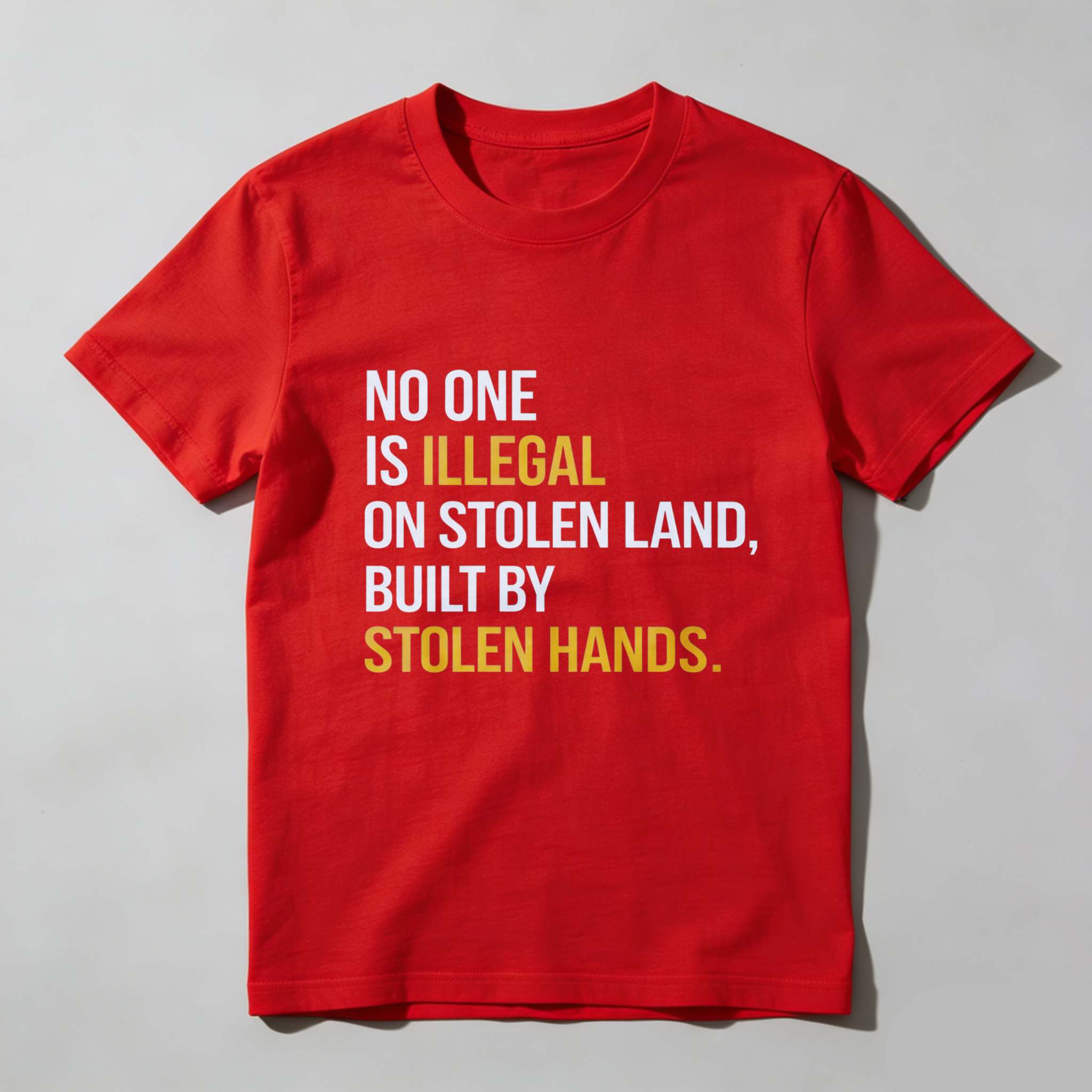 TEECURENTNo One Is Illegal On Stolen Land Built By Stolen Hands T Shirt-TeeCurent