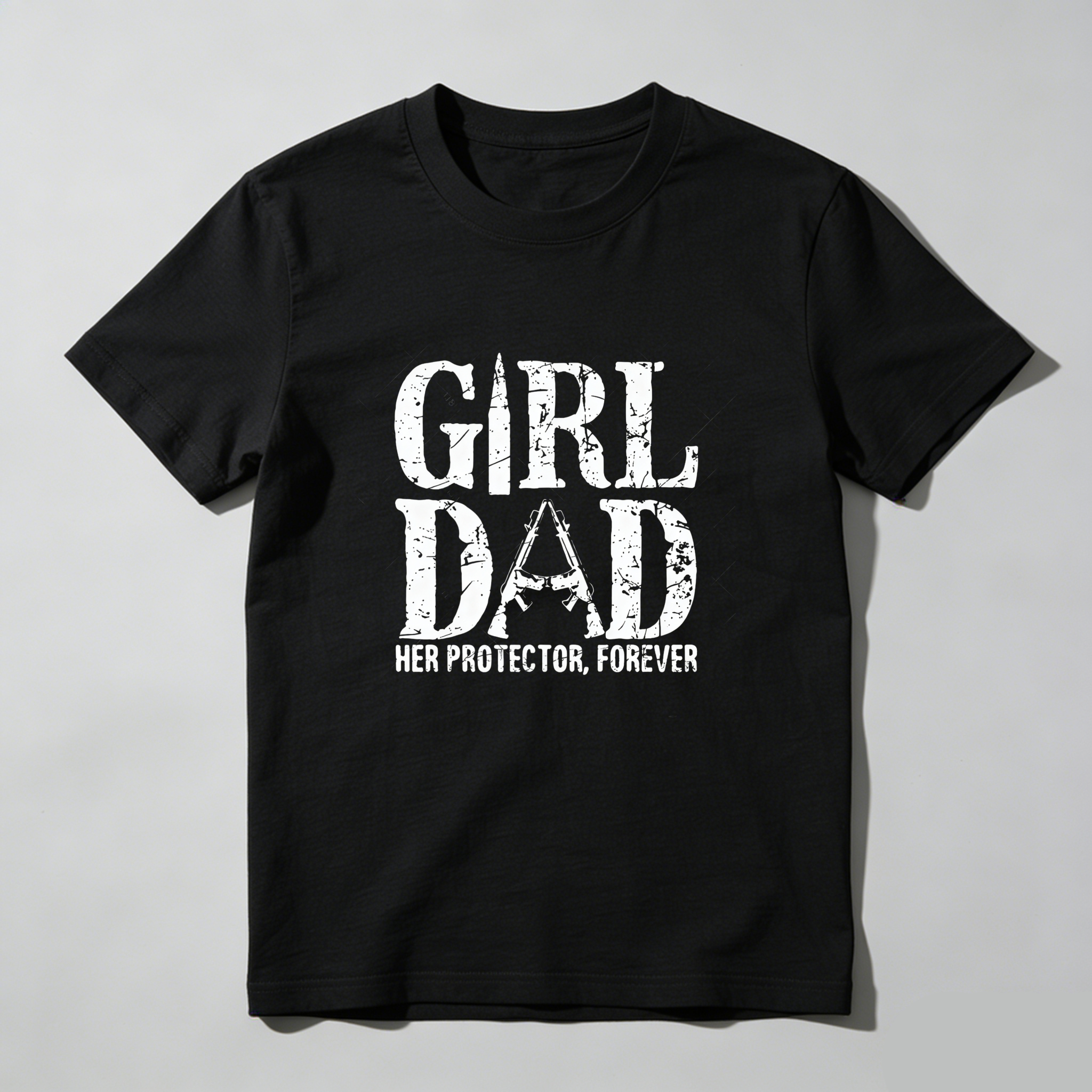 TEECURENT Girl Dad Her Protector Forever Pure Cotton Short Sleeve T Shirt-TeeCurent