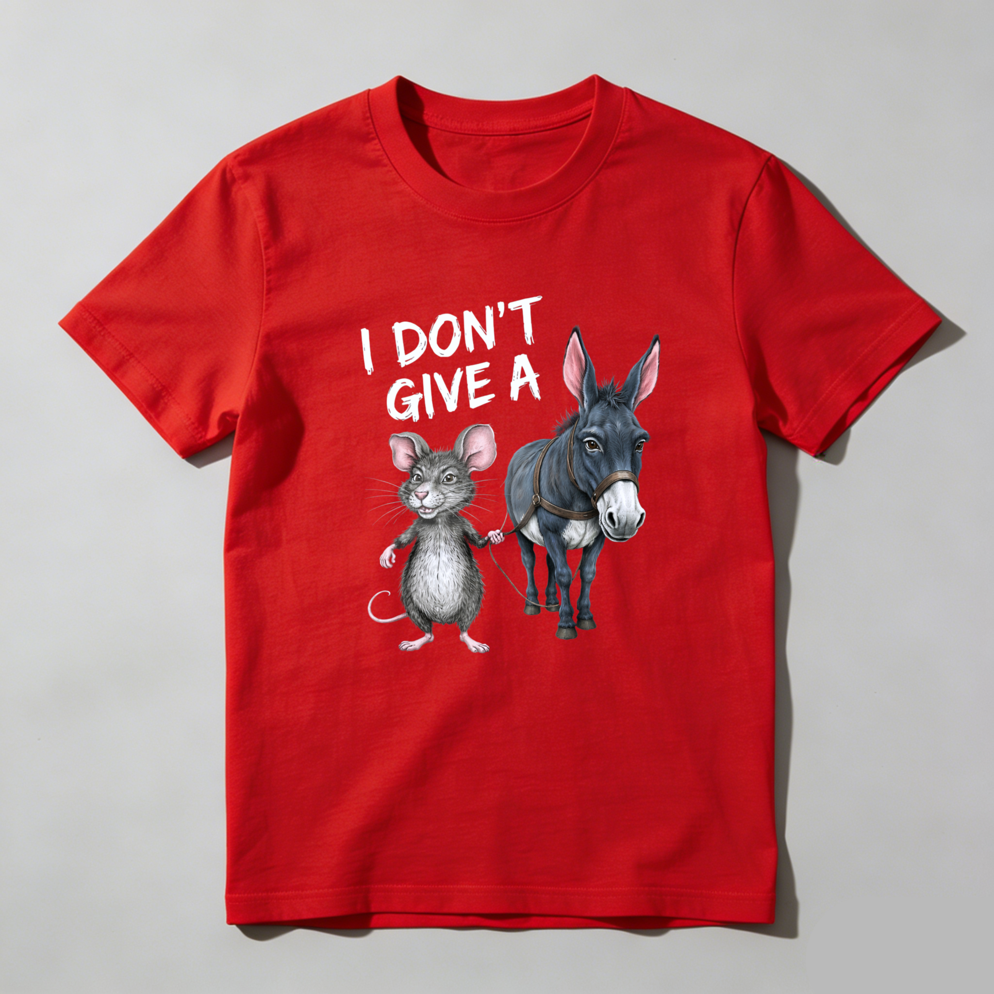 TEECURENT I Dont Give A Mouse And Donkey Funny T-Shirt Humor Animal Design Casual Wear-TeeCurent