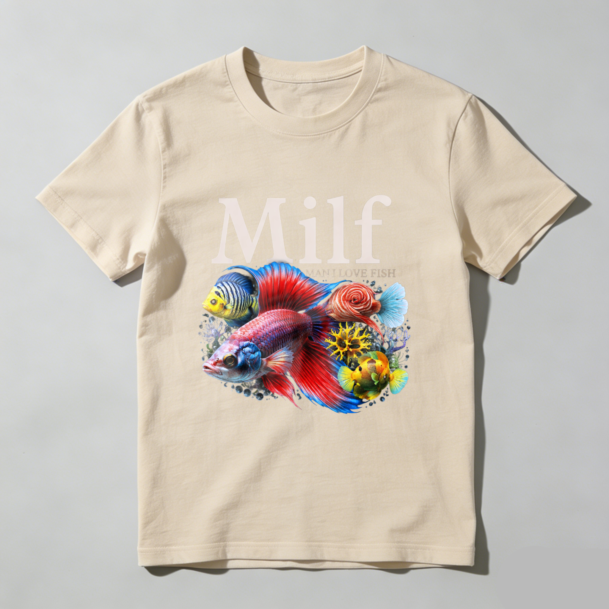 Milf Man I Love Fish T Shirt With Colorful Aquarium Fish Design For Fish Enthusiasts And Aquatic Lovers