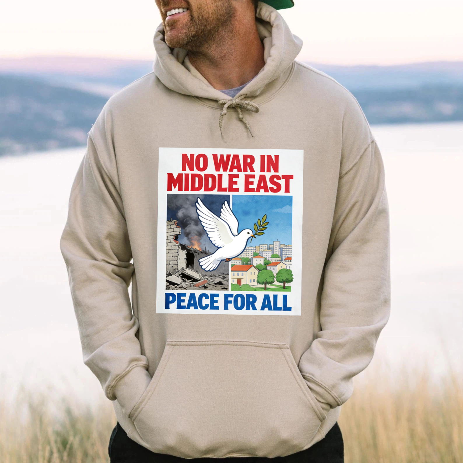 TEECURENT No War In Middle East Peace For All Hoodie With Dove And Olive Branch Design Anti War Statement Sweatshirt For Men Women Unisex Apparel