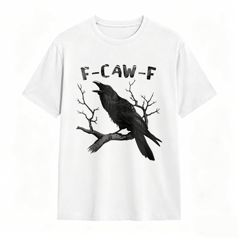 Crow On Branch With F Caw F Text Unisex Classic T-shirt
