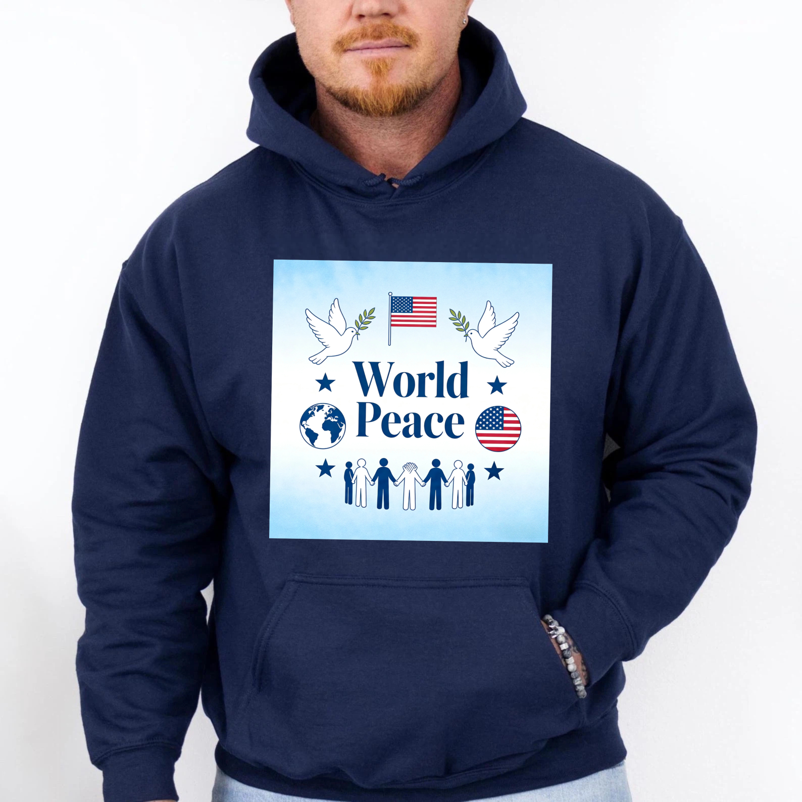 TEECURENT World Peace Usa Flag Dove And Globe Design Hoodie For Men Women Unisex Sweatshirt With American Patriotism And Unity Theme