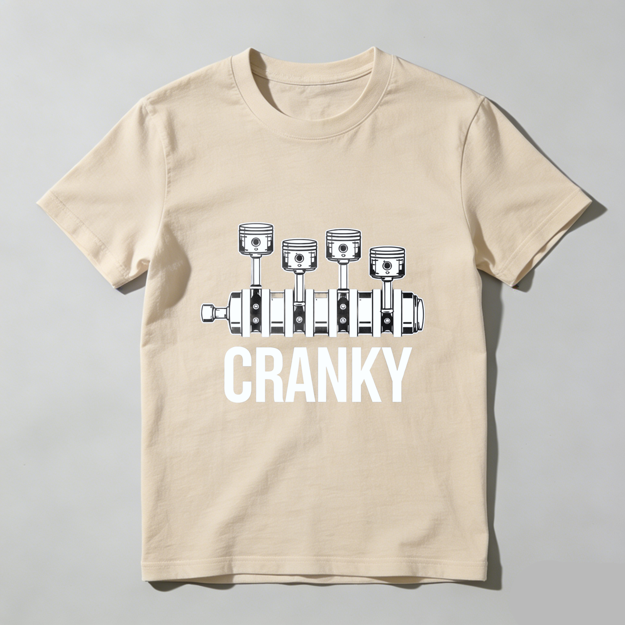 Cranky Engine Piston Design T-Shirt For Car Enthusiasts And Mechanics