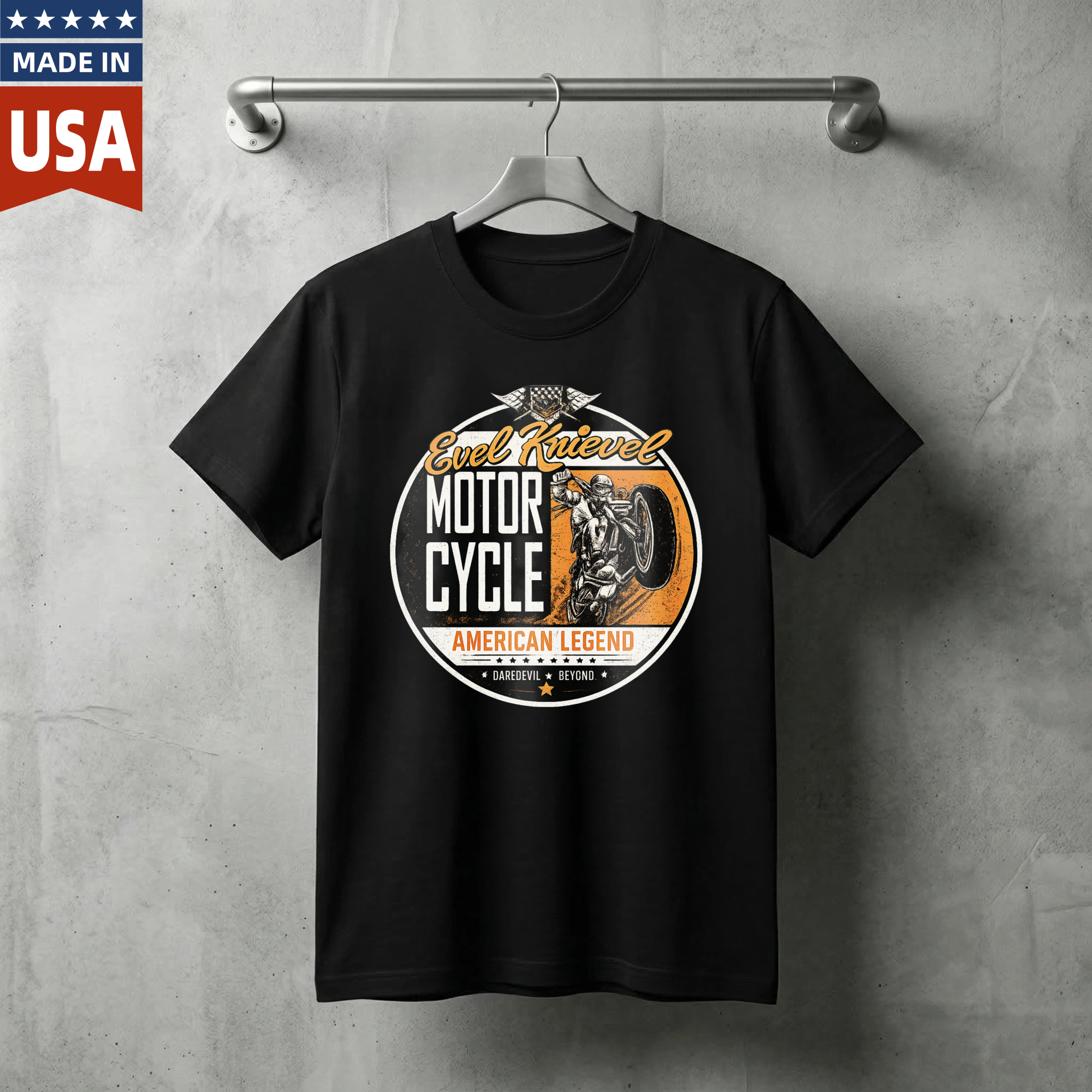 Evel Knievel Motorcycle American Legend T Shirt Made In Usa