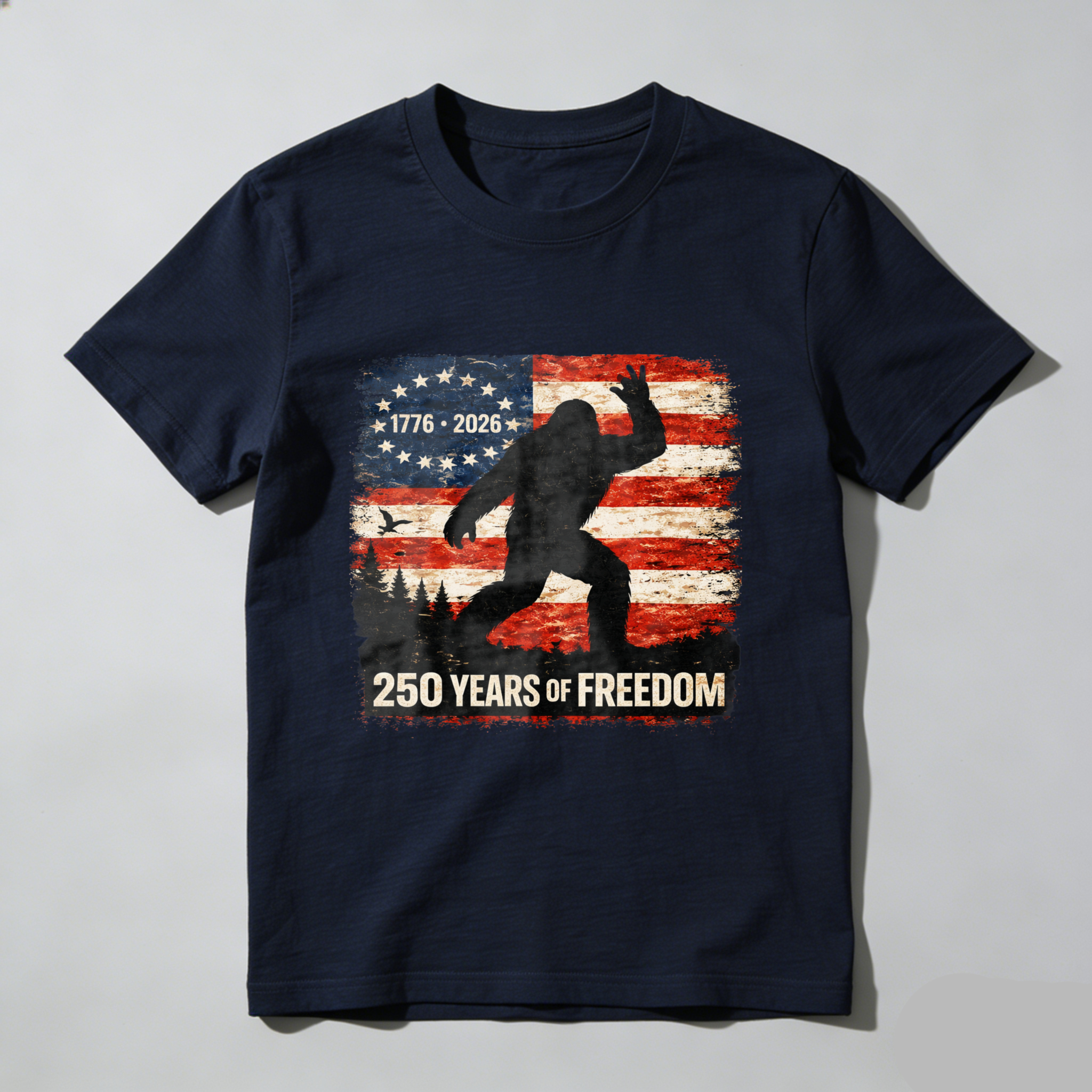 Bigfoot American Flag 1776 2026 250 Years Of Freedom Independence Day T Shirt