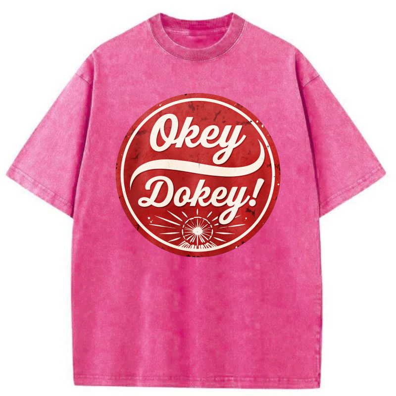 Okey Dokey Red Circle Logo Print tshirt 100% cotton