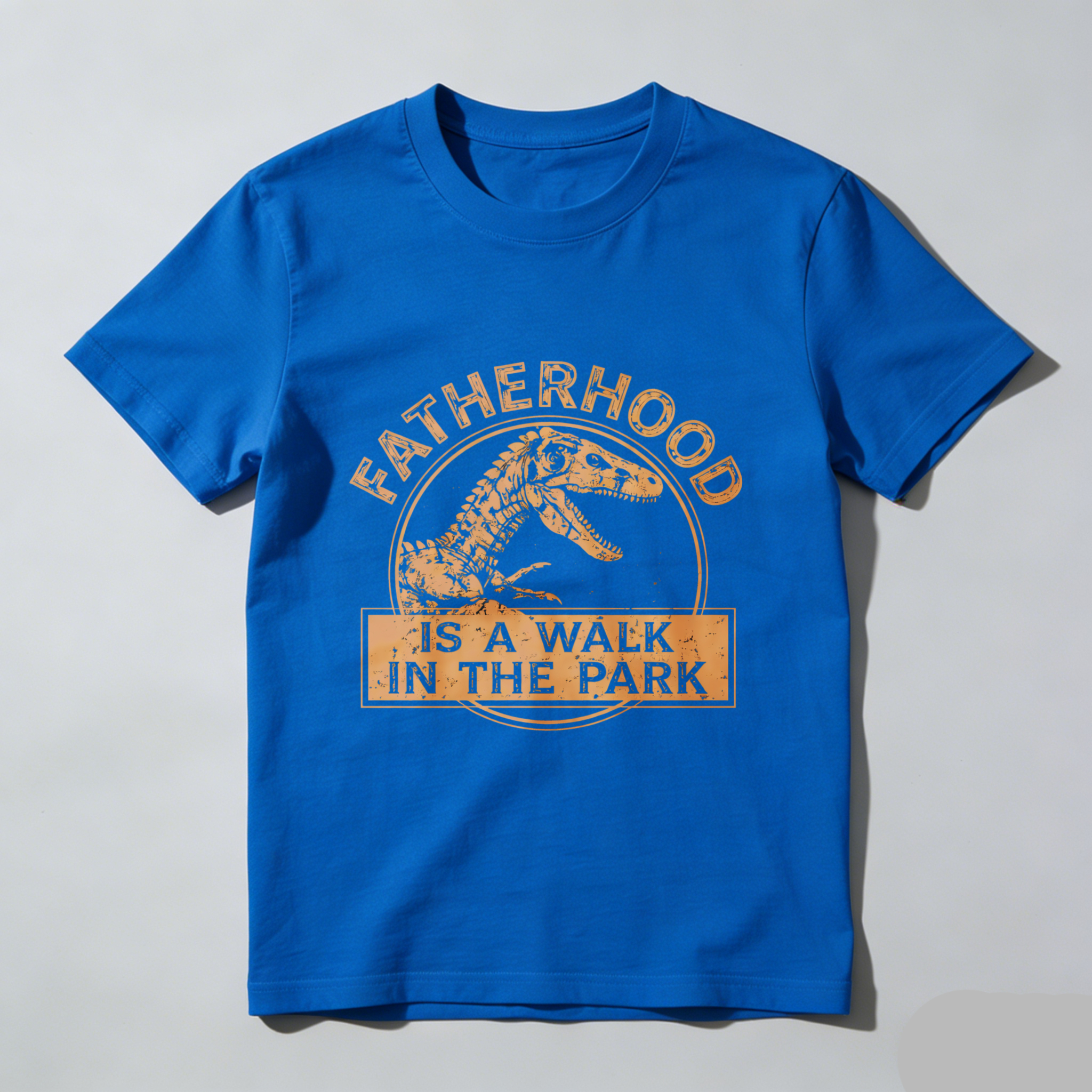 TEECURENT Fatherhood Is A Walk In The Park Dinosaur T-Shirt For Men Funny Dad Gift Shirt
