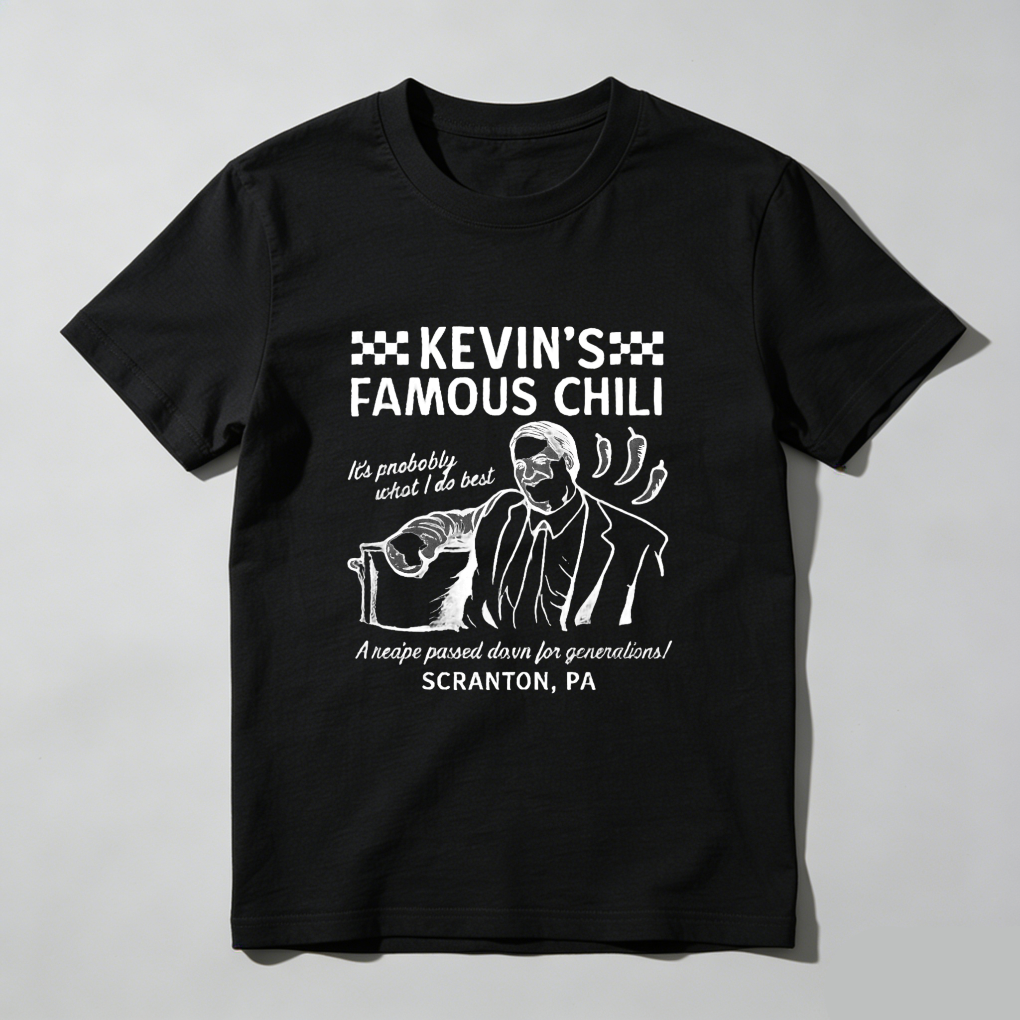 TEECURENT Kevin's Famous Chili Recipe Passed Down For Generations Scranton Pa T Shirt
