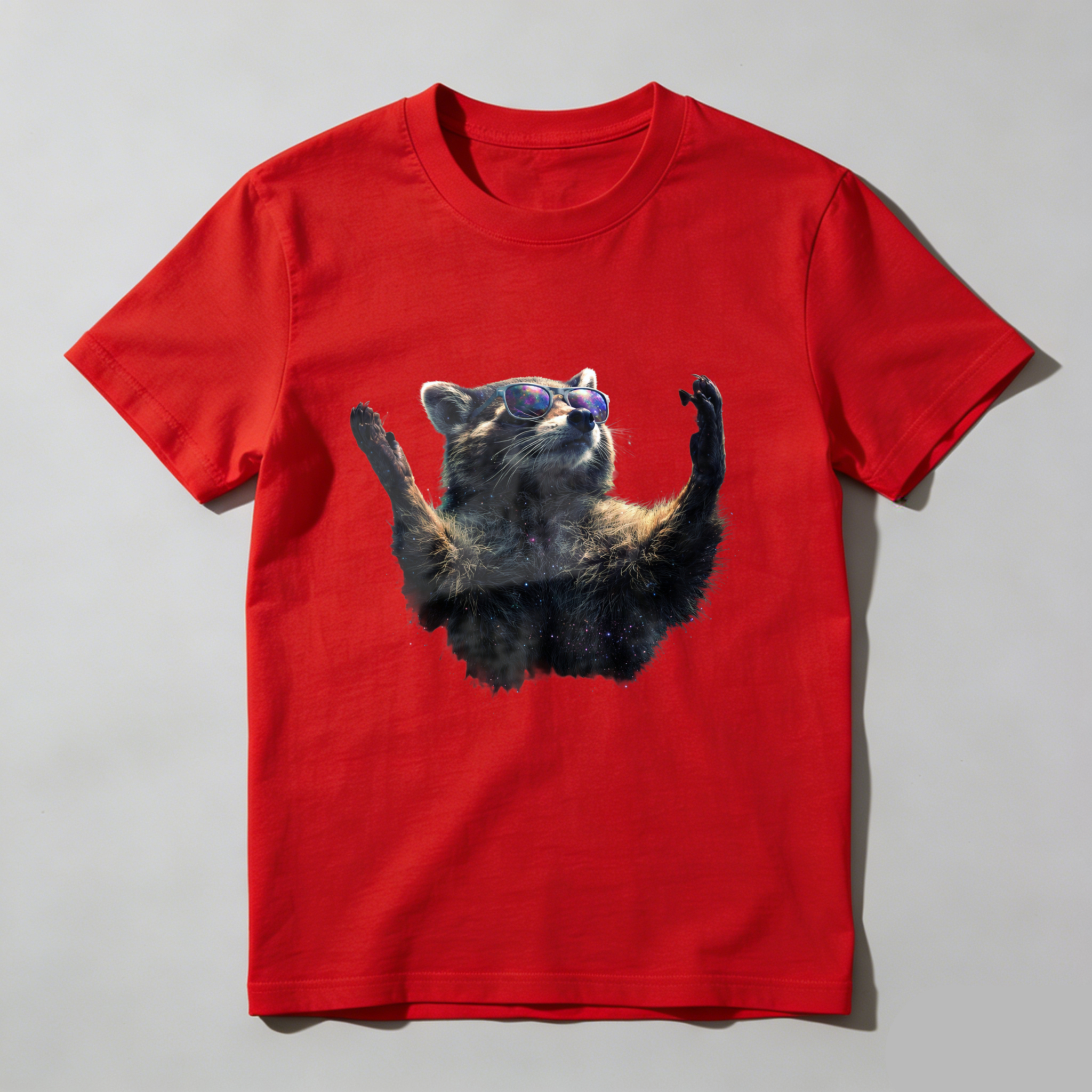 Cool Raccoon Wearing Sunglasses T-Shirt Fun Animal Graphic Design Black Shirt For Men Women Unisex Casual Wear