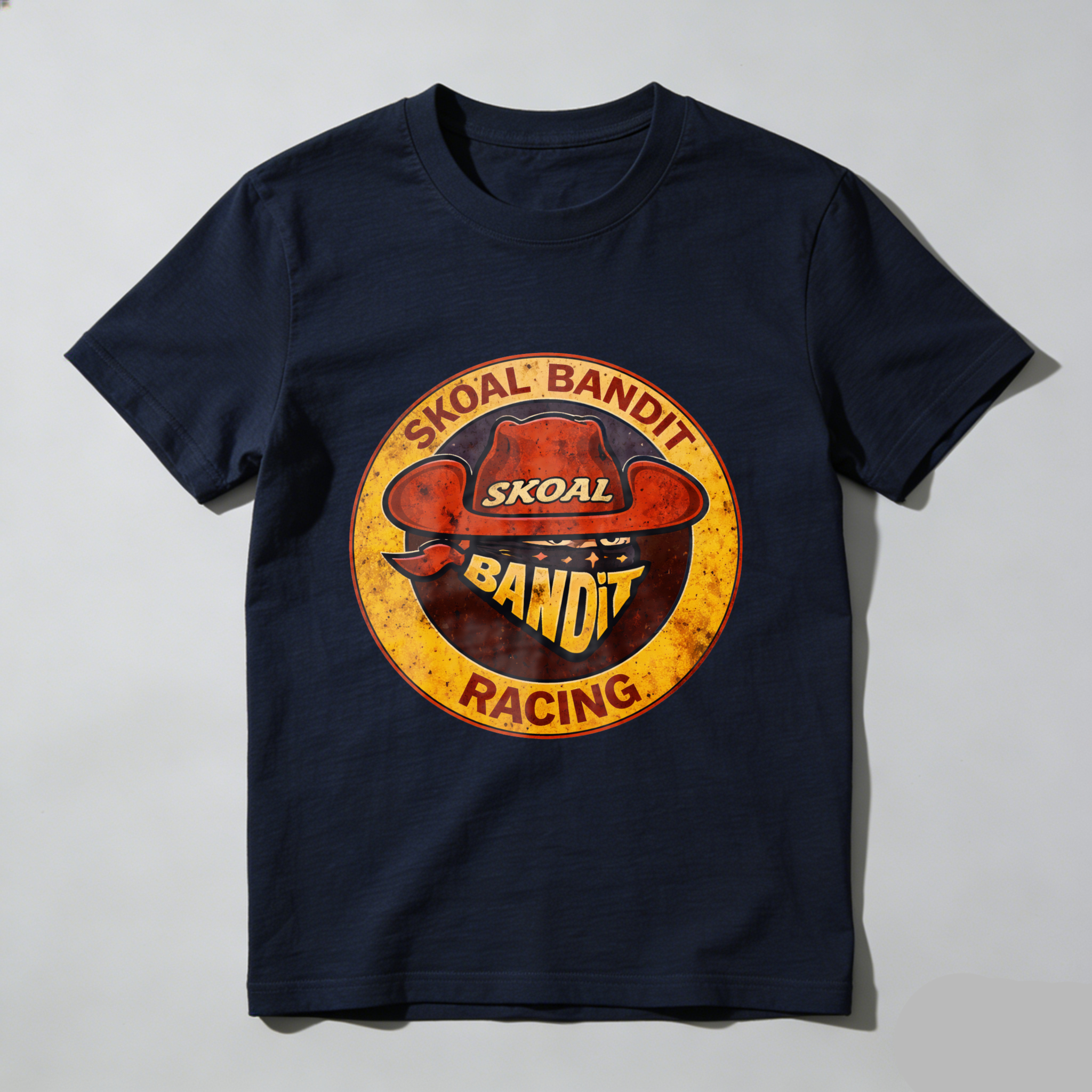 Skual Bandit Racing T Shirt Vintage Logo Design Black Cotton Men Women Unisex Casual Wear