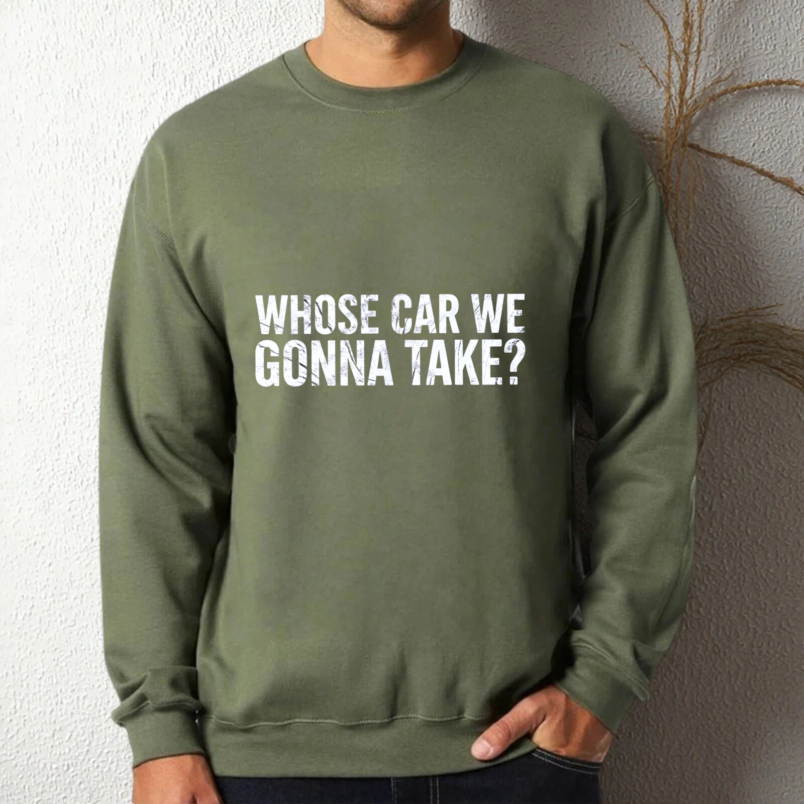 TEECURENT Whose Car We Gonna Take Sweatshirt Black Crewneck Long Sleeve Pullover Casual Graphic Sweatshirt For Men Women Unisex Fashion Streetwear Top