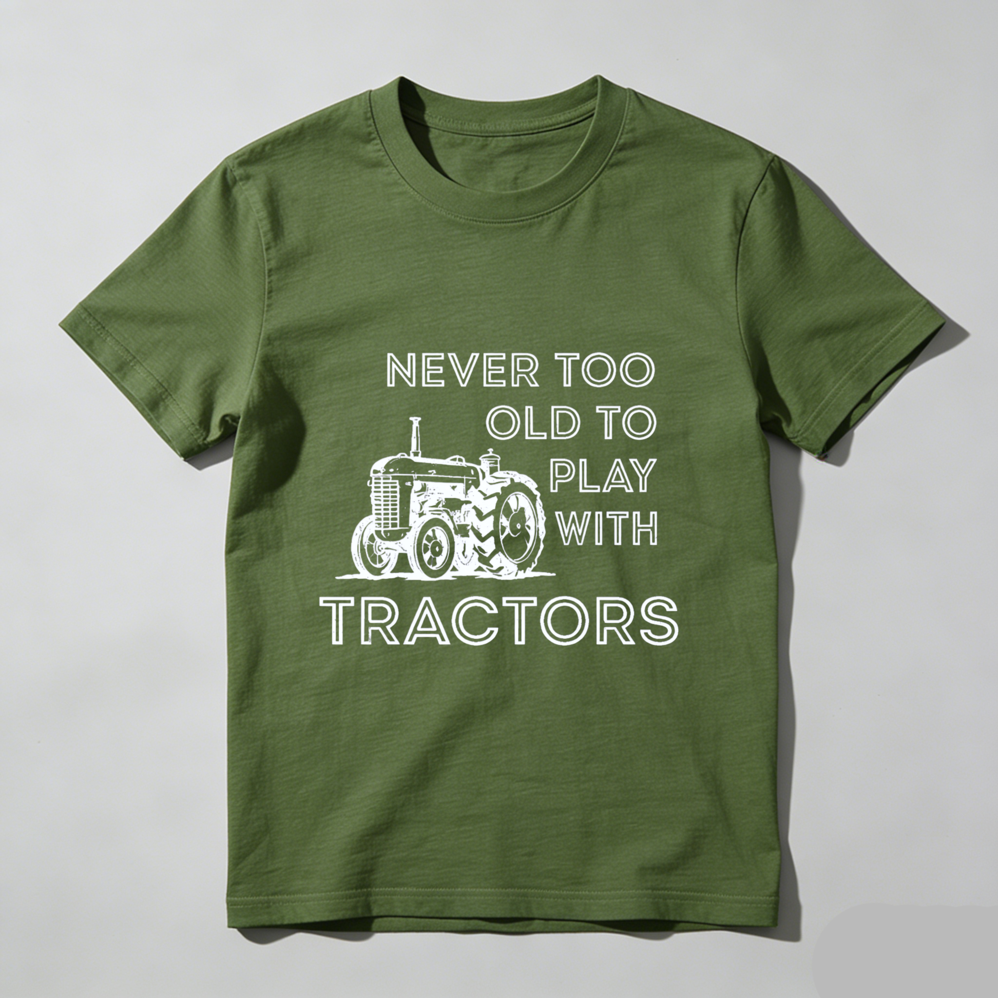 Never Too Old To Play With Tractors T-Shirt Farming Tractor Lover Gift For Men Women Black Cotton Shirt