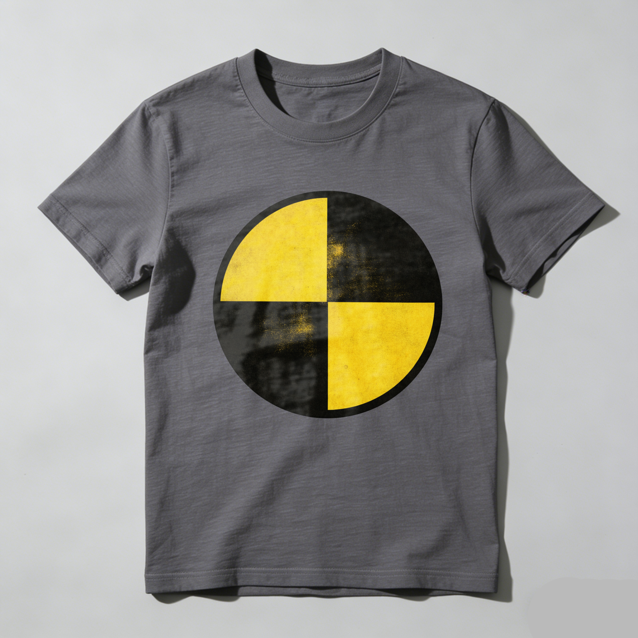 Black T Shirt With Yellow And Black Circle Design Minimalist Graphic Print Casual Wear For Men And Women