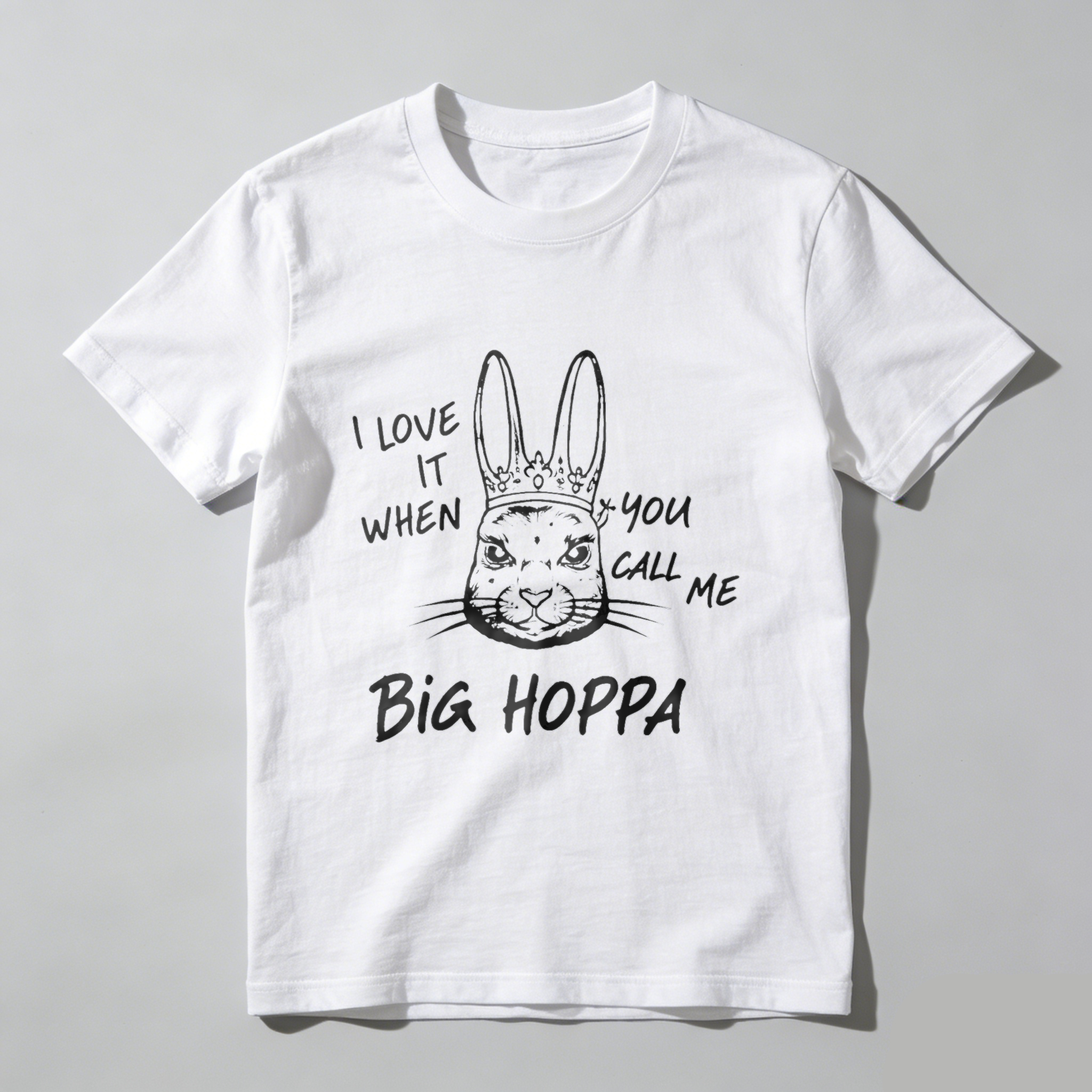 TEECURENT I Love It When You Call Me Big Hoppa Bunny Rabbit T-Shirt With Crown Design Funny Easter Shirt For Men Women Unisex Casual Wear WOMEN