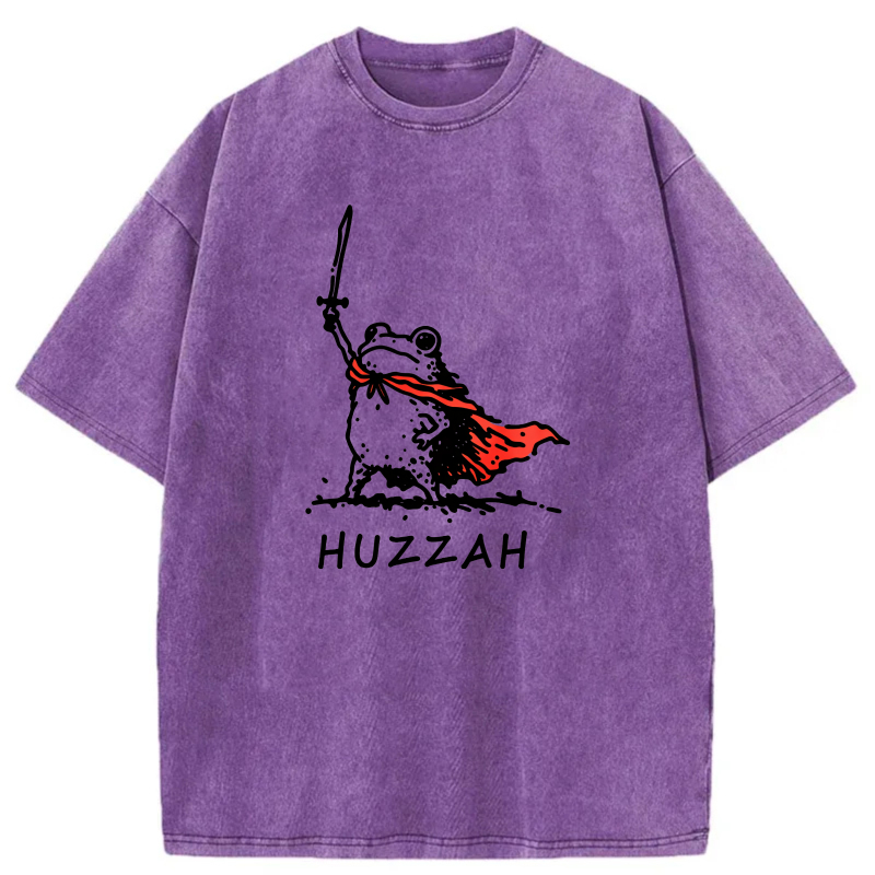 Frog Warrior With Sword And Cape Huzzah tshirt 100% cotton
