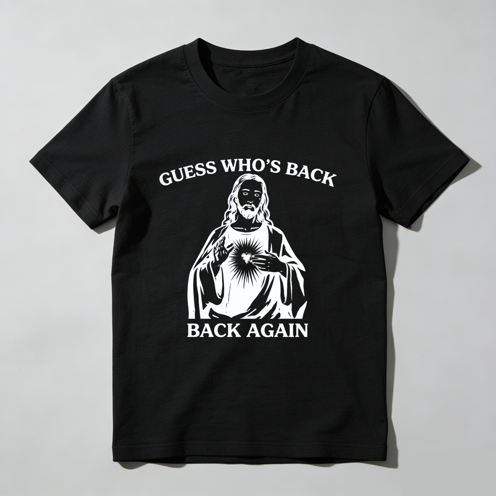 TEECURENT Guess Whos Back Jesus Christ Back Again T Shirt Religious Christian Faith Humor Gift WOMEN