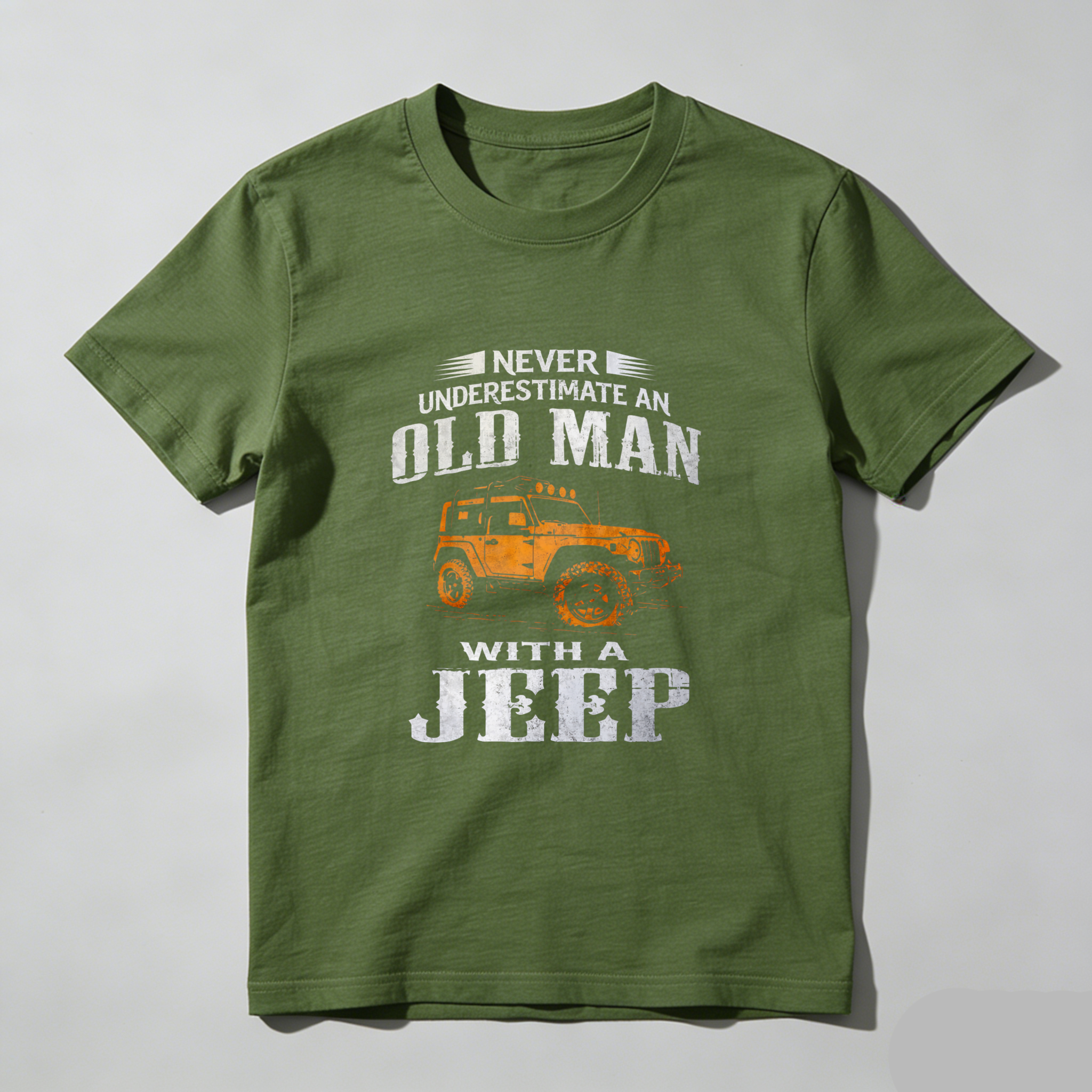 Never Underestimate An Old Man With A Jeep T-Shirt For Men Outdoor Adventure Vehicle Lover Gift Shirt