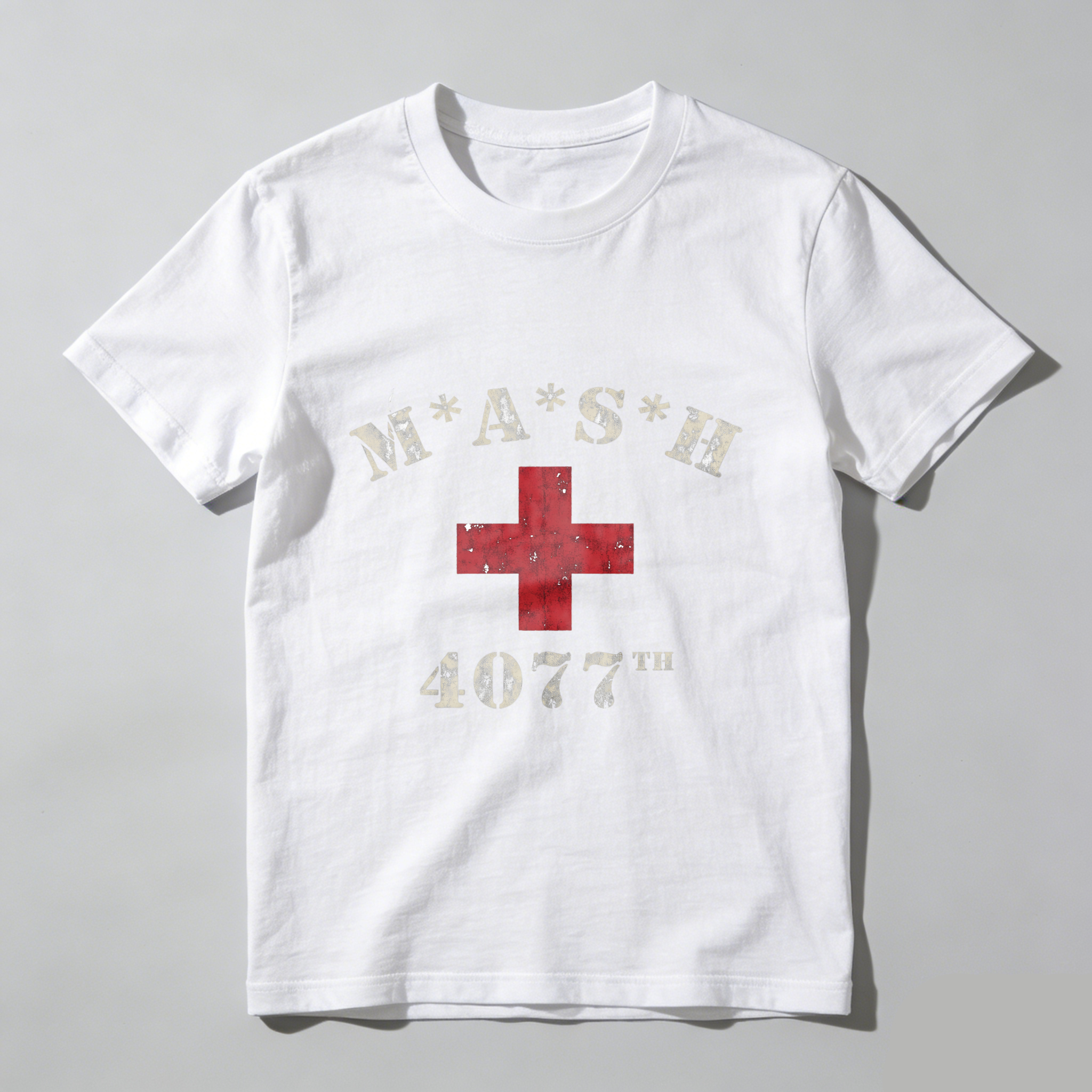 TEECURENT Mash 4077th Military Hospital T-Shirt Black Classic Design Red Cross Emblem Men Women Unisex Apparel