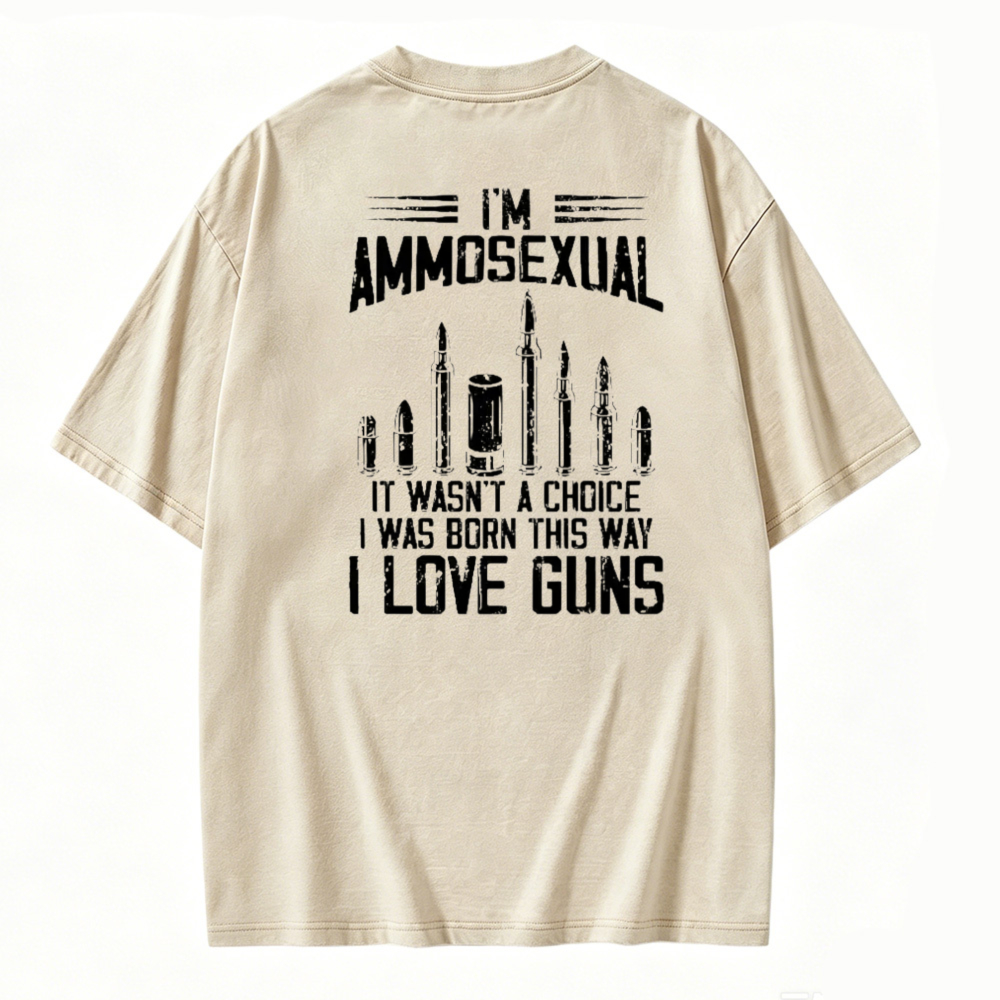 Ammosexual I Love Guns Bullet Graphic Washed T-shirt