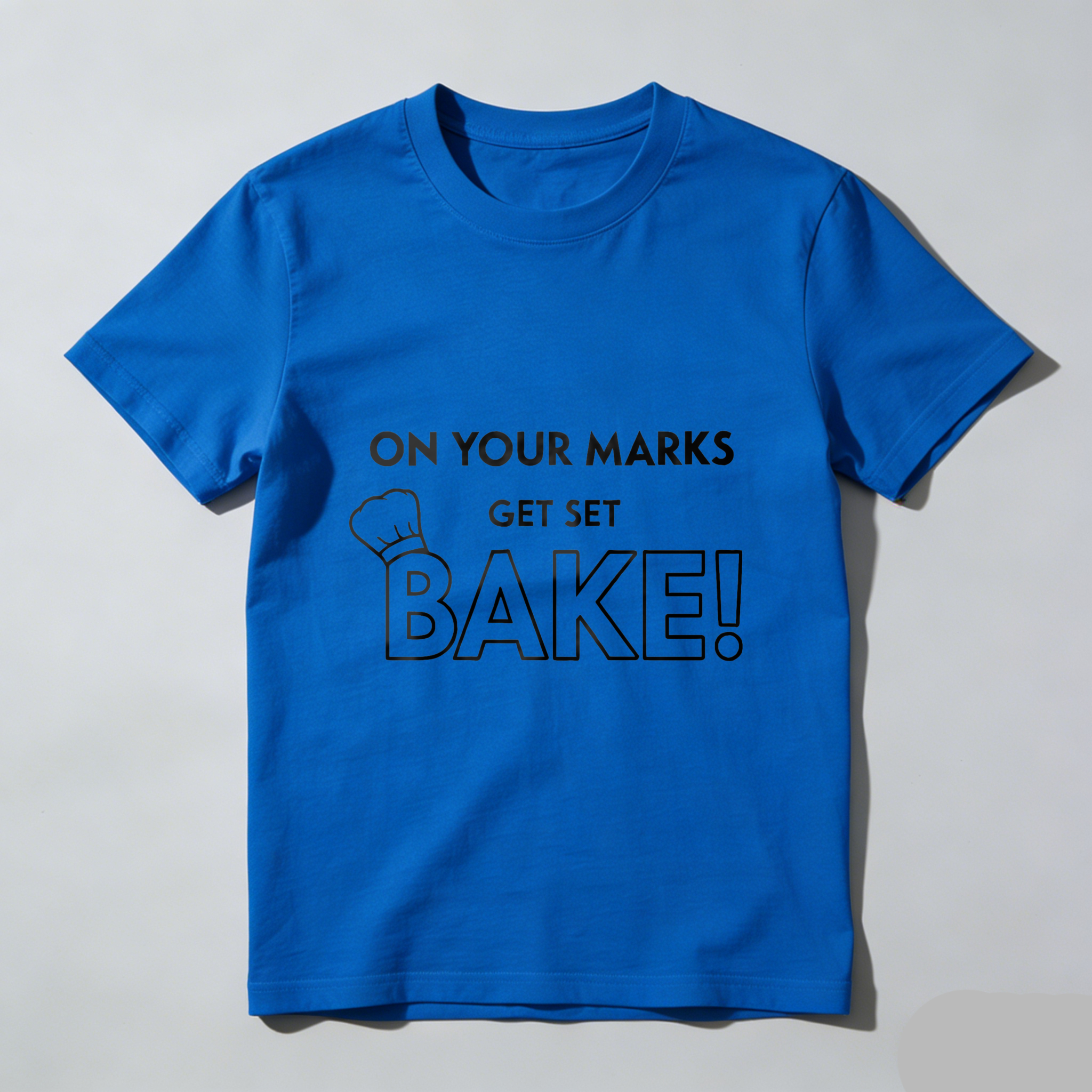 TEECURENT On Your Marks Get Set Bake Chef Hat T-Shirt Baking Cooking Kitchen Gift For Baker Fun Food Lover Apparel