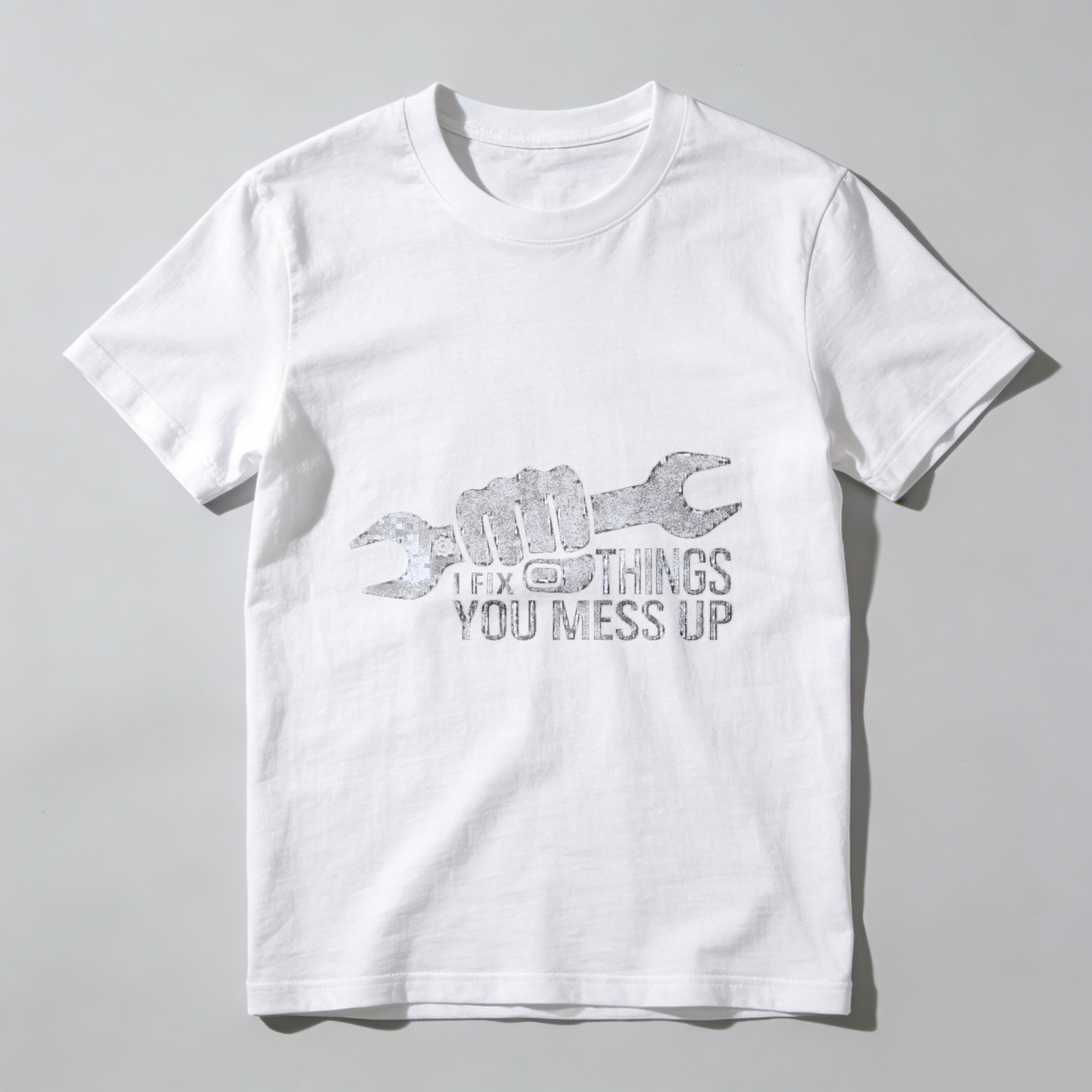 Fix Things You Mess Up Mechanic T-Shirt With Wrench And Fist Design