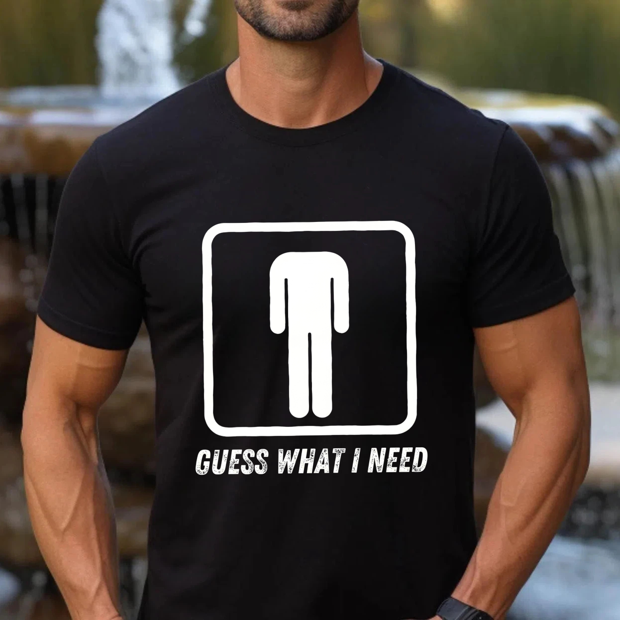 Casual, Men's T-Shirt, Guess What I Need With Toilet Symbol, Everyday Wear, Gift For Him