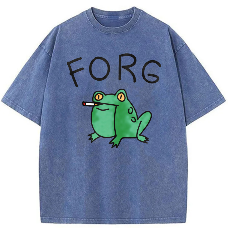 Frog Smoking Cigarette With Text Above tshirt 100% cotton