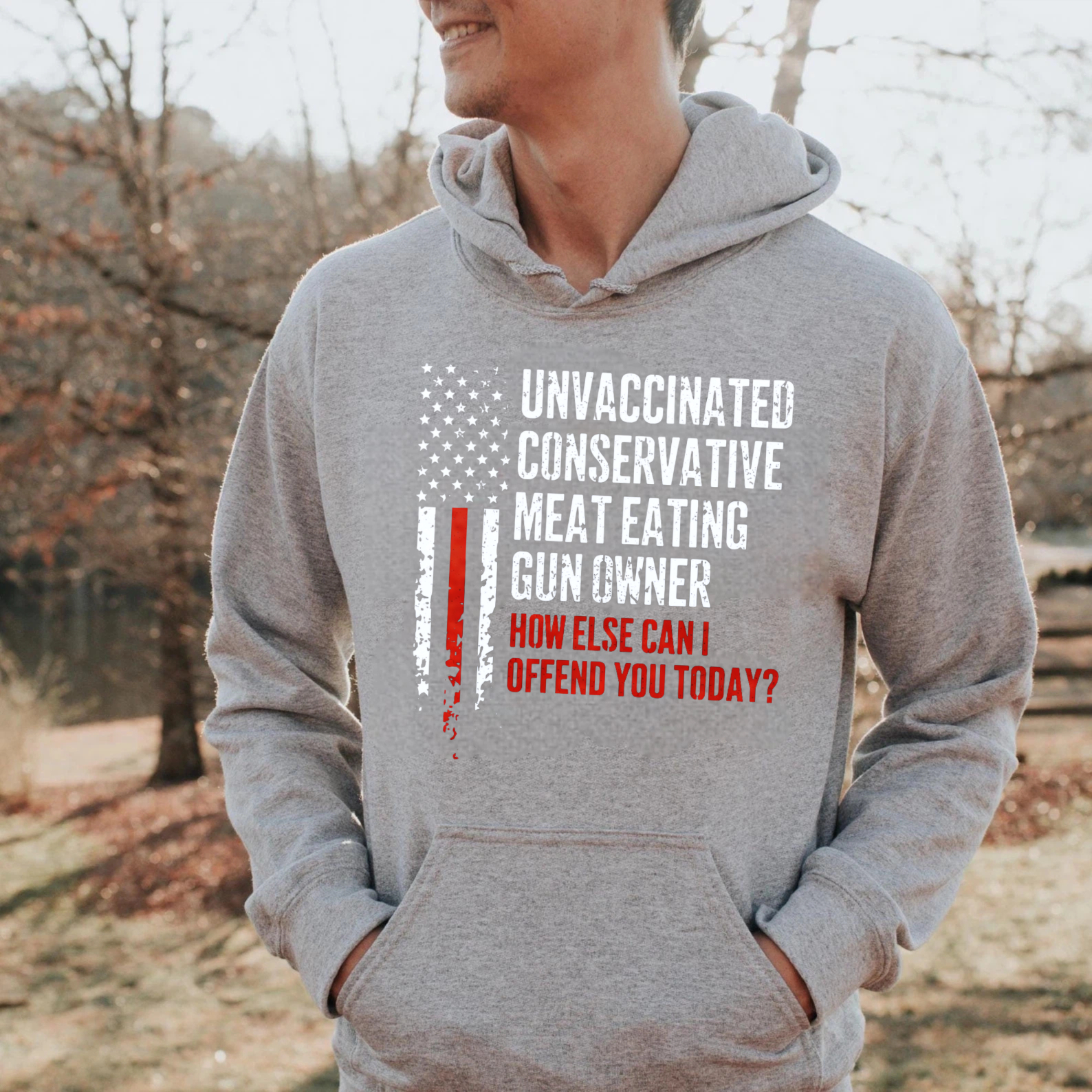TEECURENT Gildan Unvaccinated Conservative Meat Eating Gun Owner How Else Can I Offend You Today Hoodie