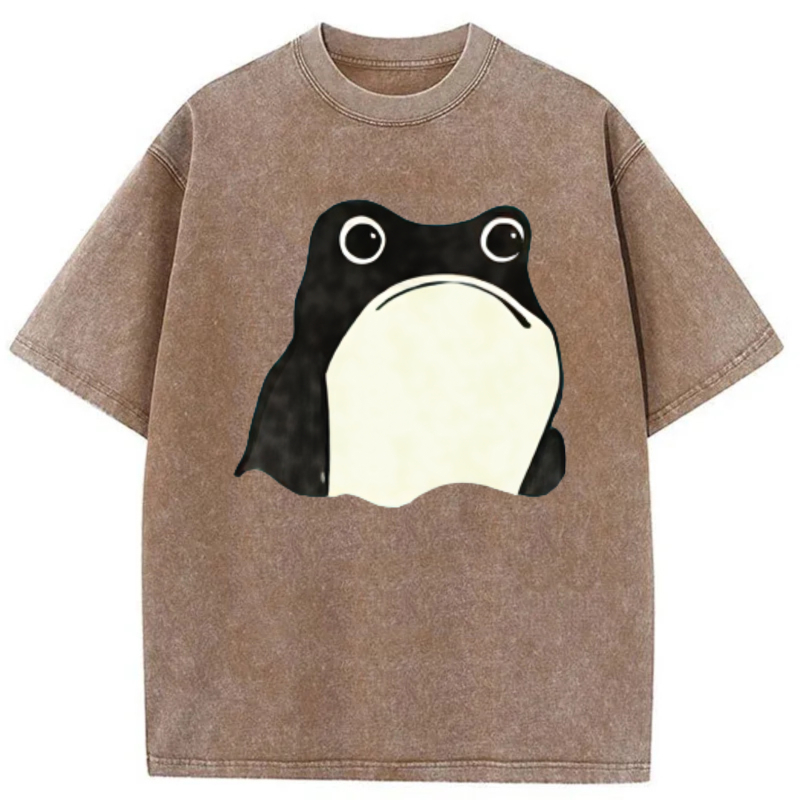 Frog Face Print On Dark Shirt tshirt 100% cotton