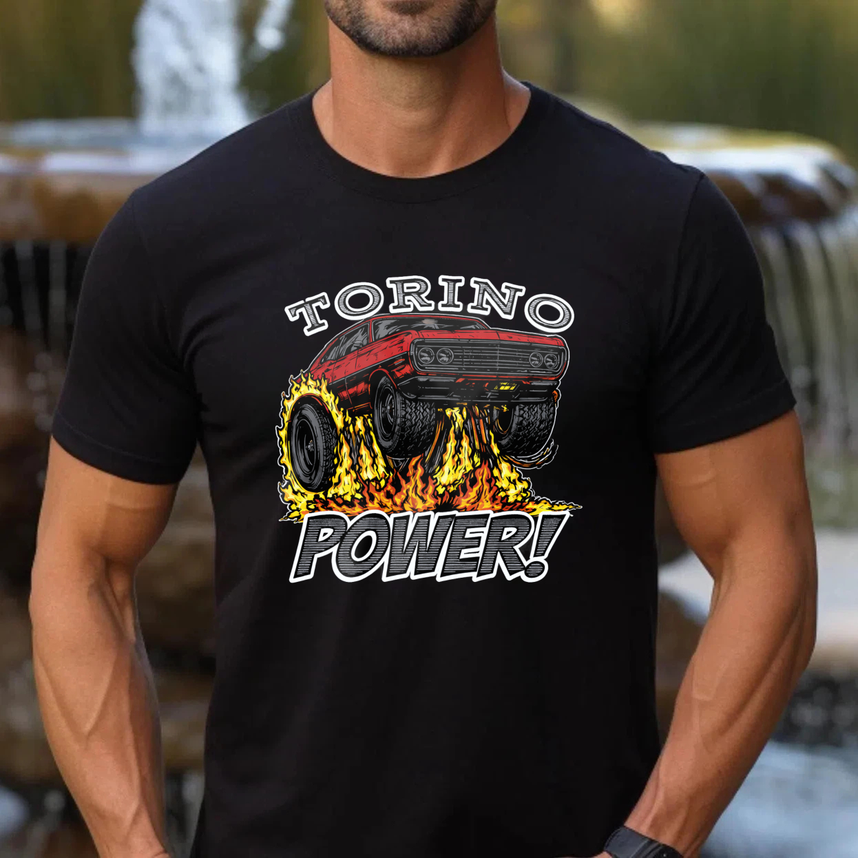 Torino Power Muscle Car T Shirt Classic Red Hot Rod Design Flame Graphic Men Women Auto Enthusiast Gift Apparel