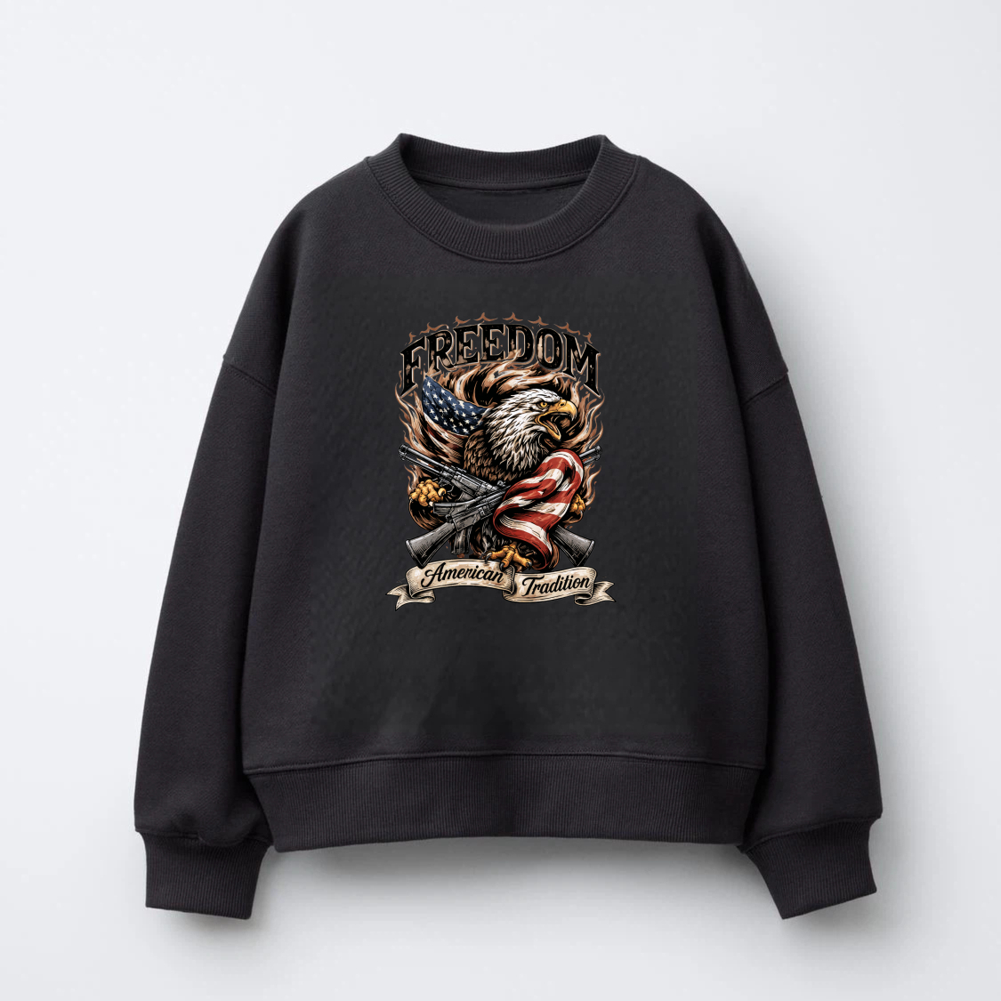 Freedom American Tradition Eagle Flag Sweatshirt Unisex Crewneck Pullover Long Sleeve Casual Top
