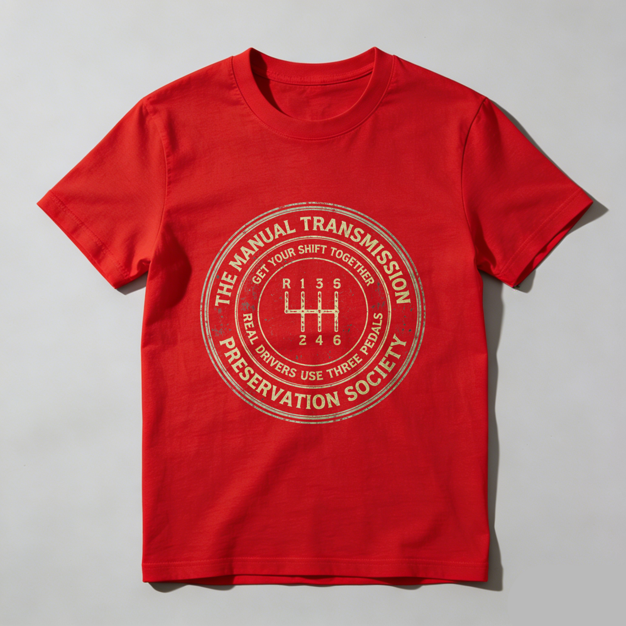 The Manual Transmission Preservation Society T-Shirt Real Drivers Use Three Pedals Get Your Shift Together Car Enthusiast Gift